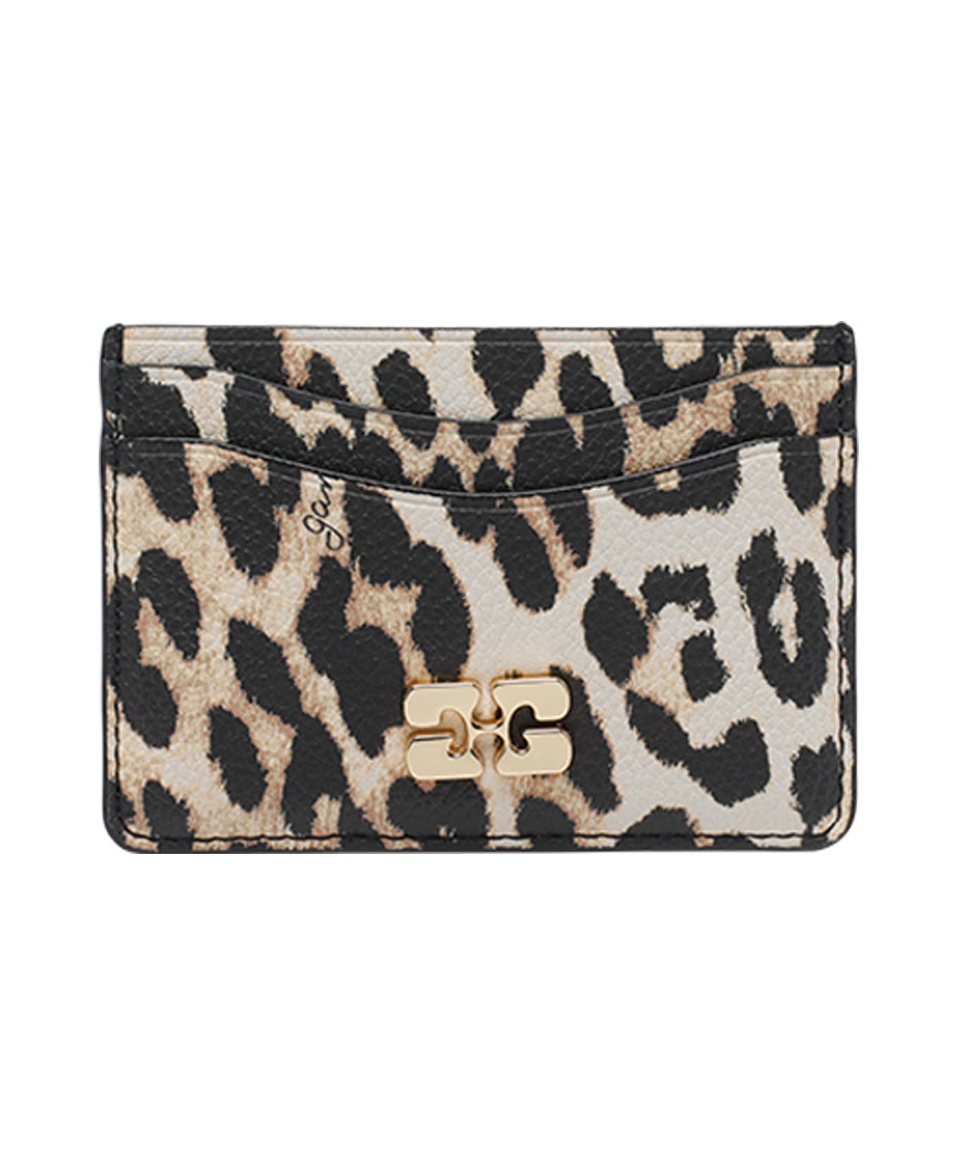 Ganni Bou Leopard Cards Holder - Brown