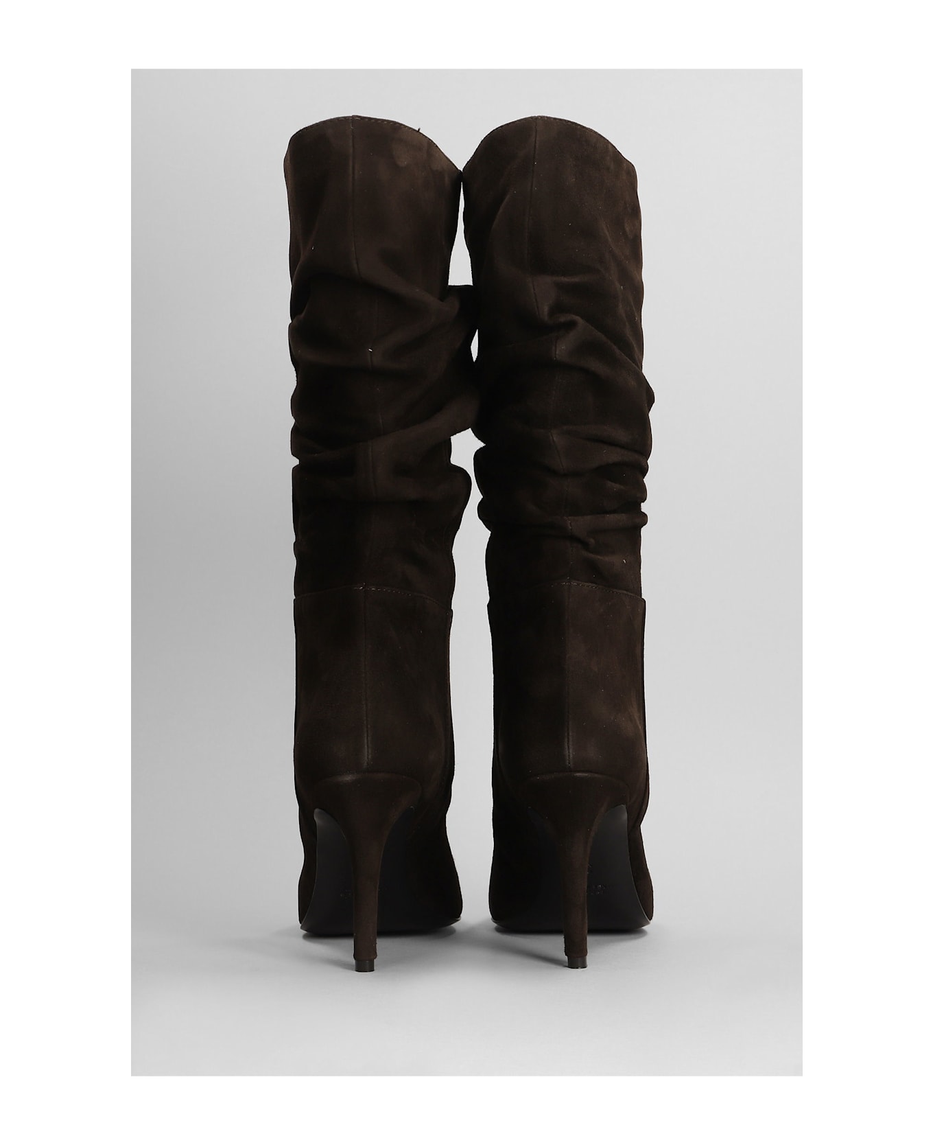 Via Roma 15 High Heels Boots In Dark Brown Suede - dark brown