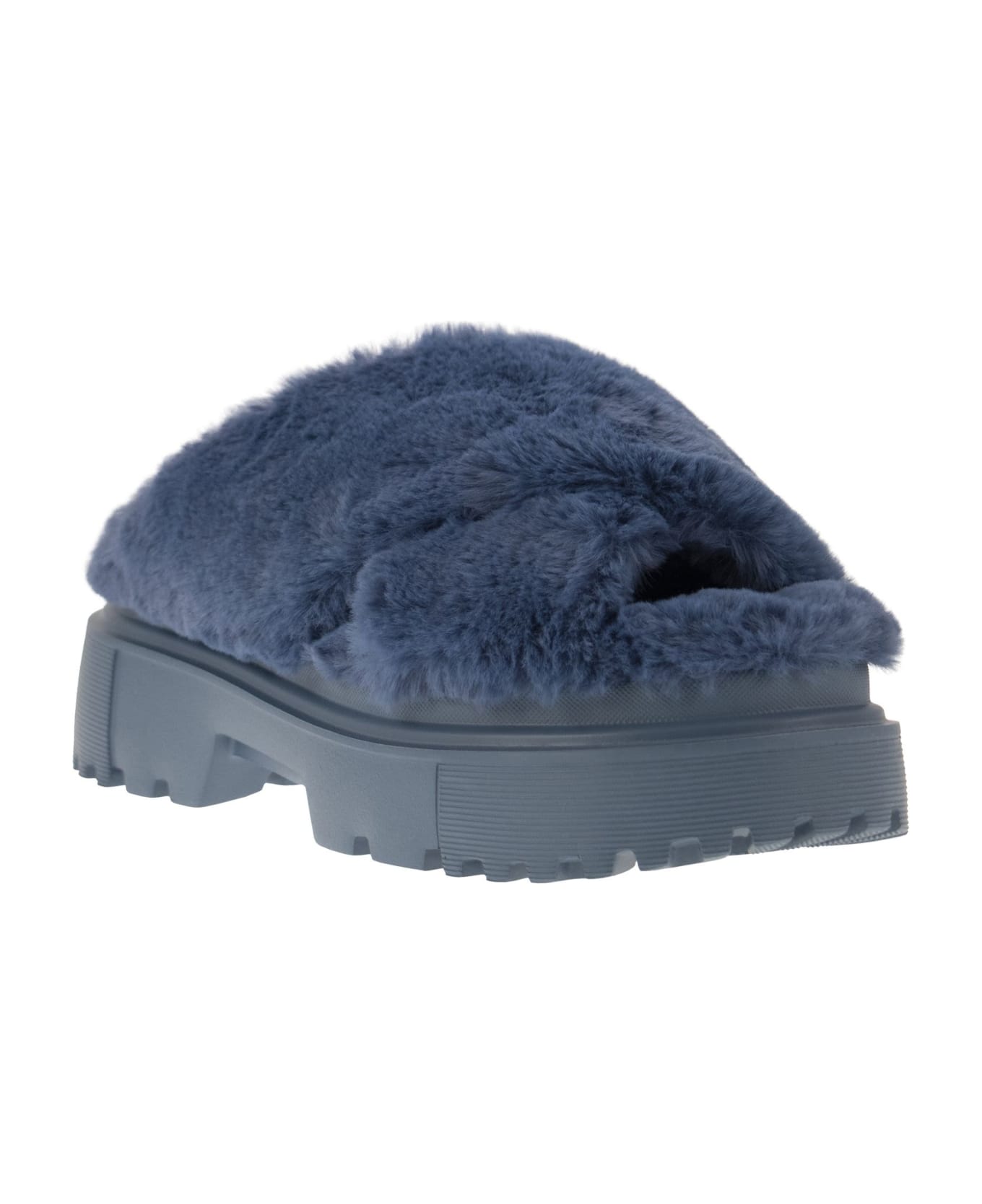 Hogan Faux Fur Sandal - Bluette