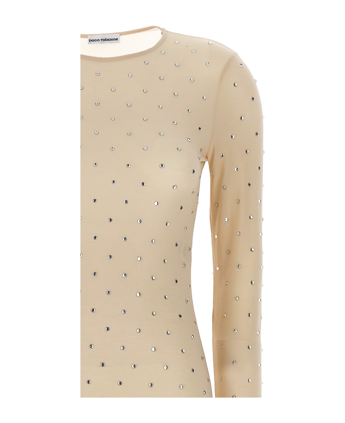 Paco Rabanne Long Mesh Rhinestone Dress - Beige