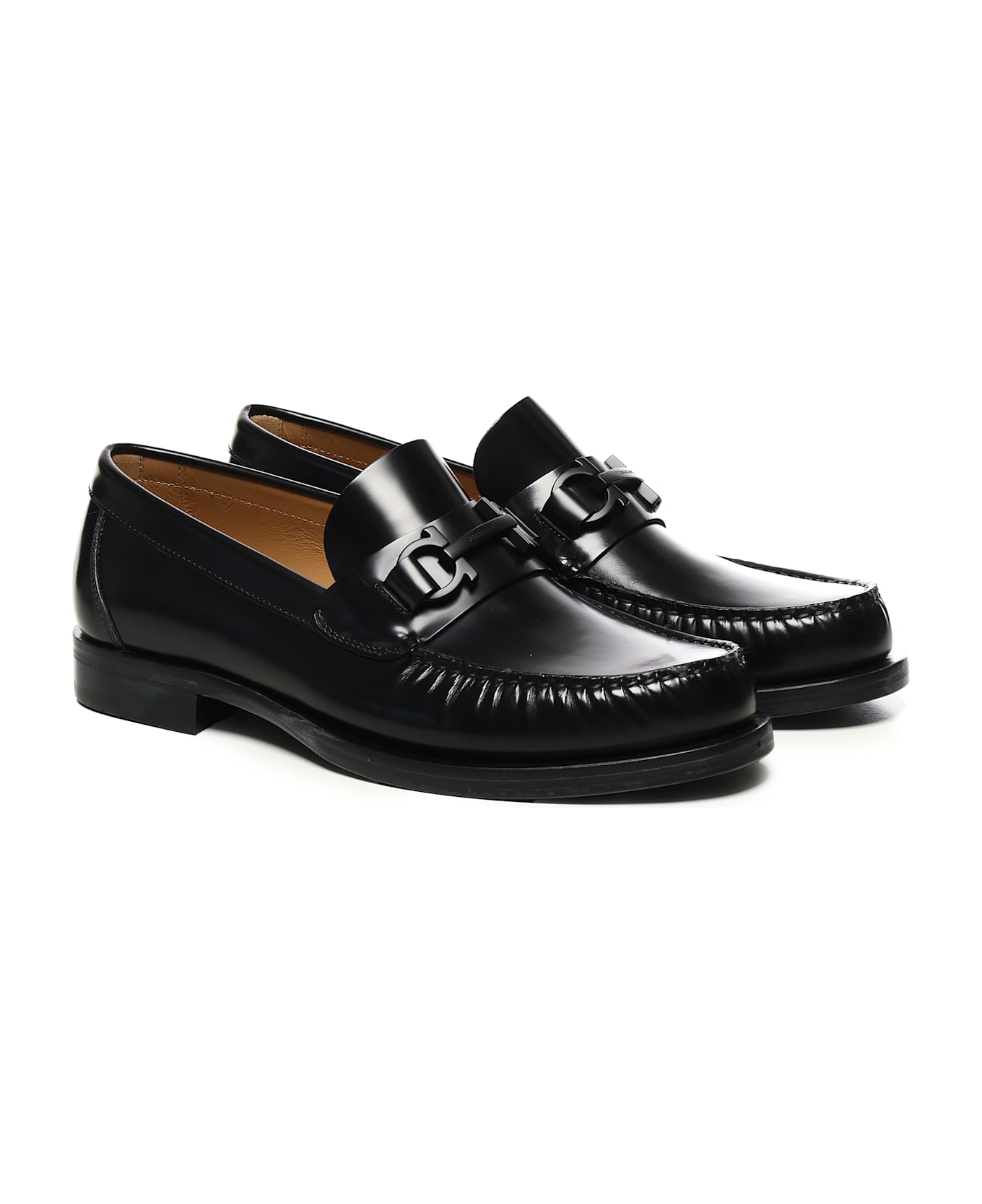 Ferragamo Gancini Ornament Loafers - Black