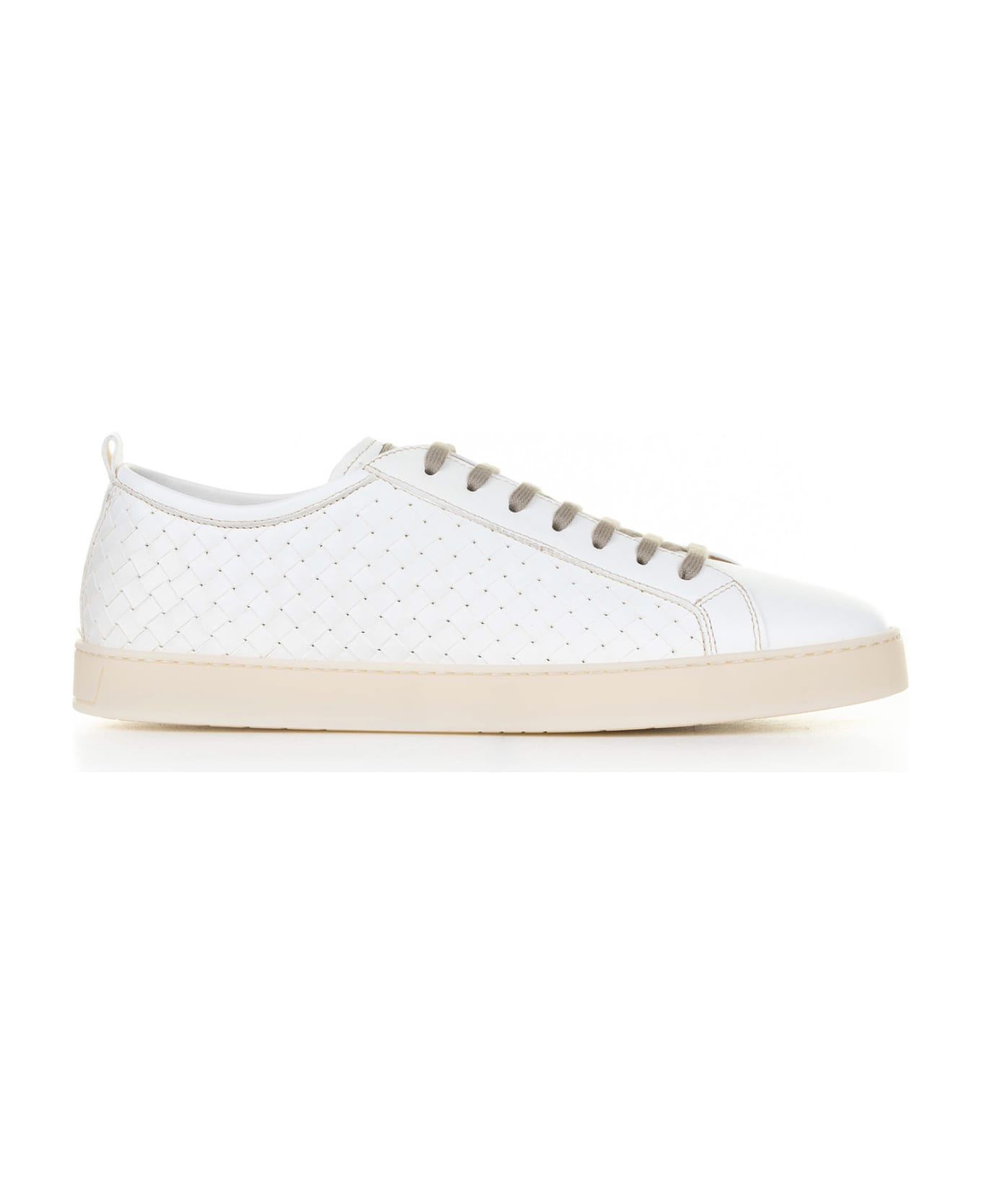 Doucal's White Leather Sneaker - BIANCO
