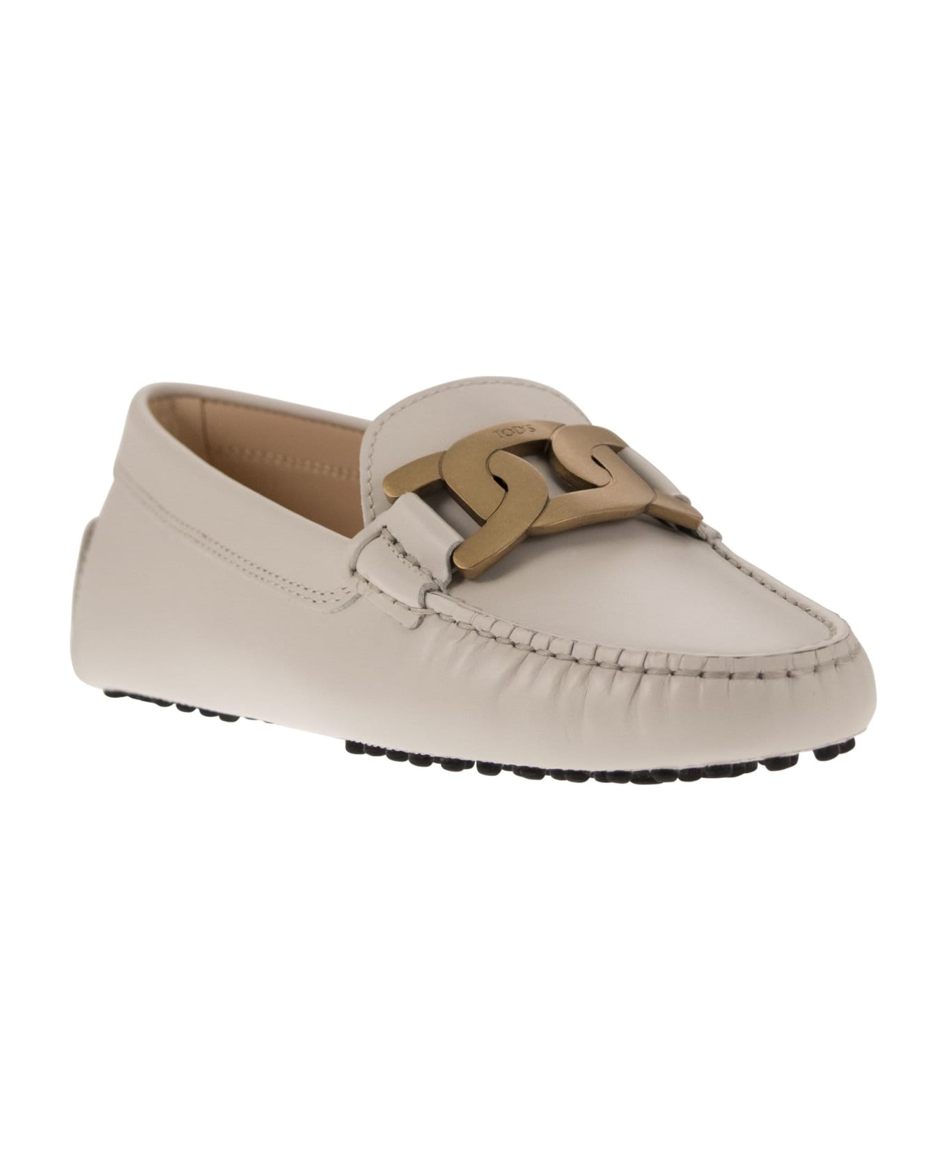 Tod's Kate Logo Engraved Loafers - Ivory フラットシューズ