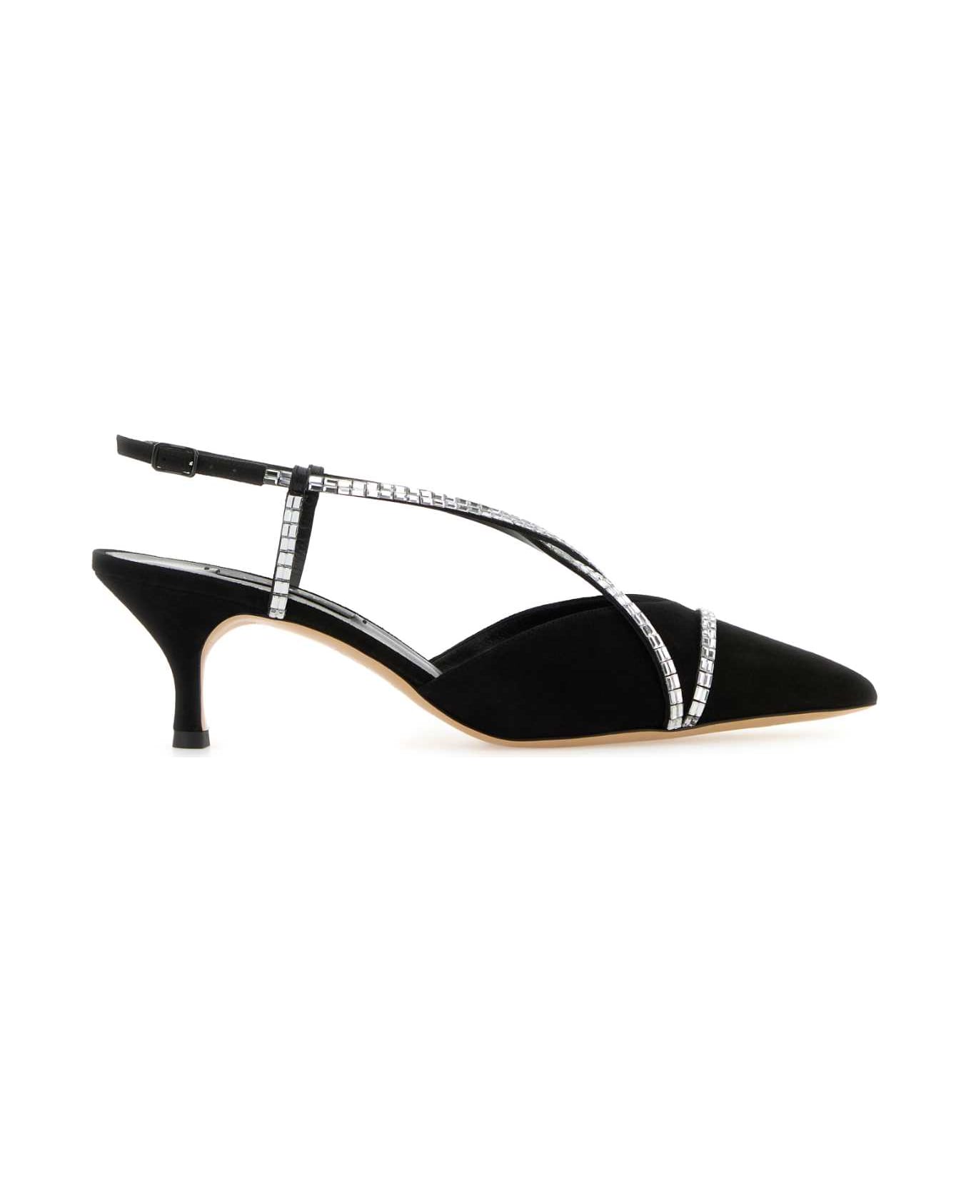Casadei Black Suede Starsway Julia Pumps - NEROCRISTALLO