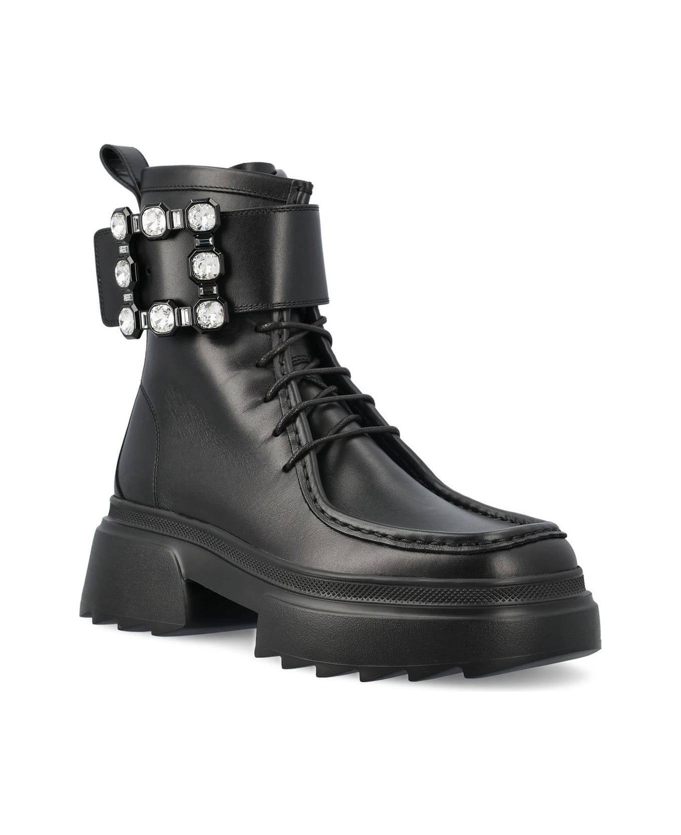Roger Vivier Embellished Lace-up Boots - Black