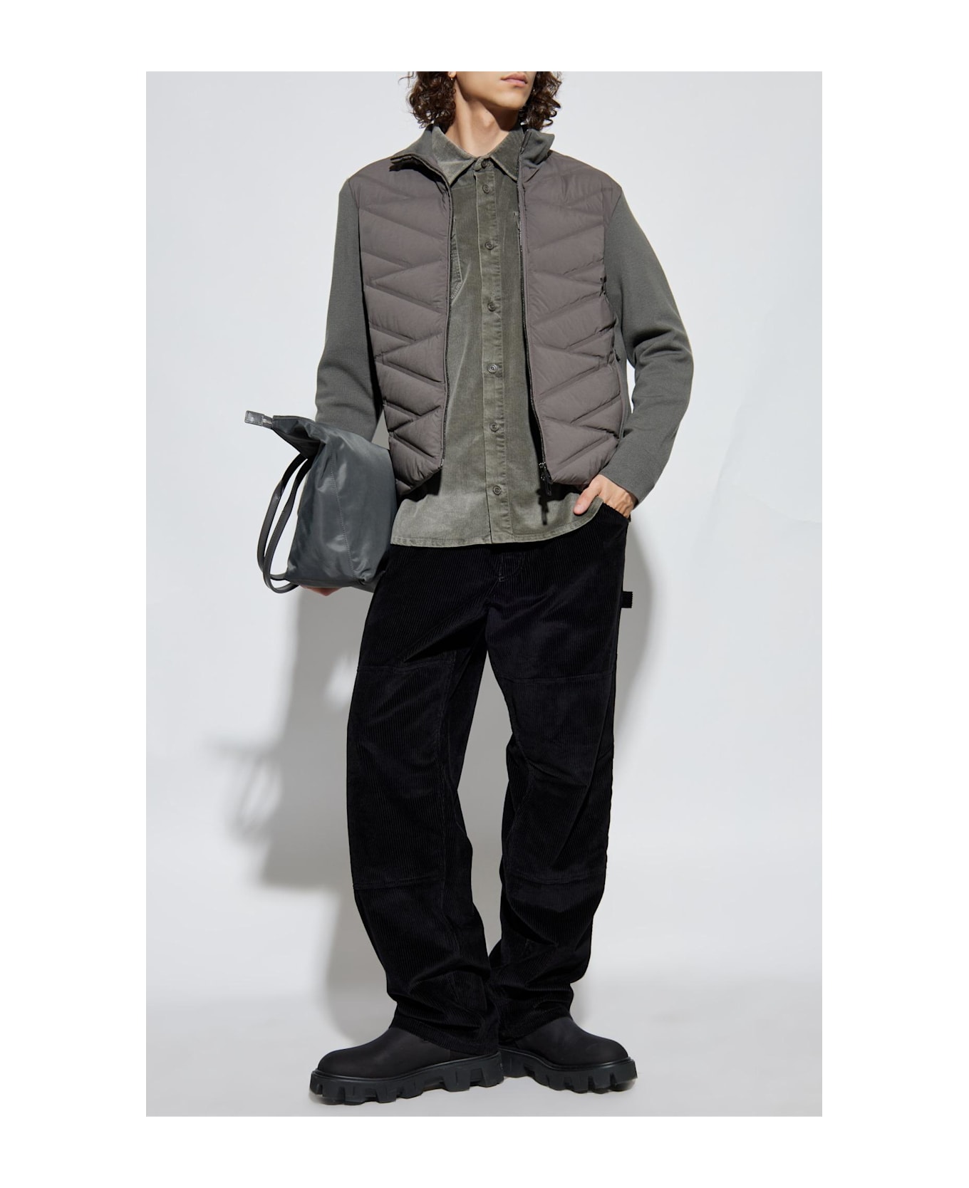 Emporio Armani Cardigan With Down Filling - Grey