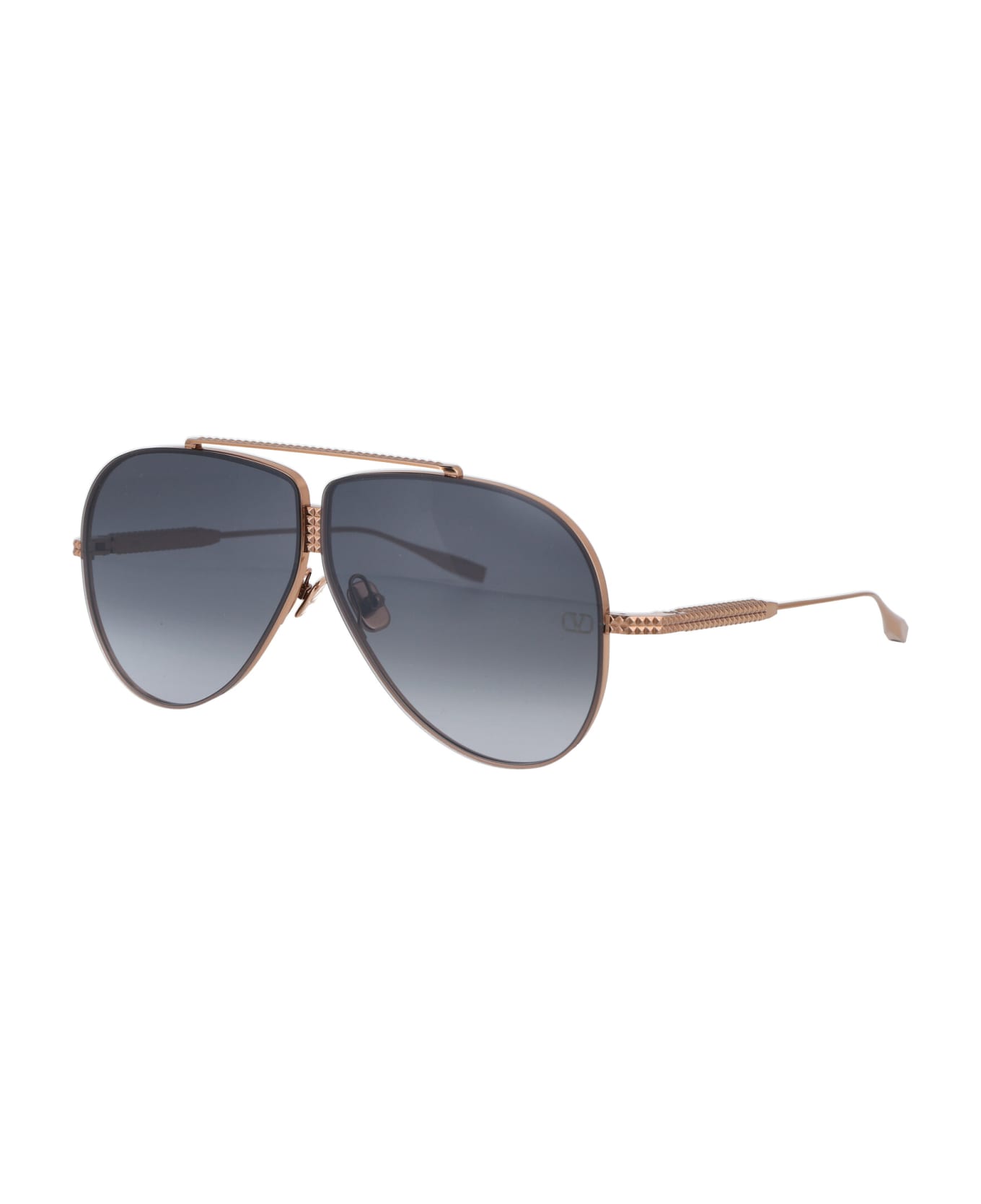 Valentino Eyewear Xvi Sunglasses - ROSE GOLD W/ DARK GREY BLACK FLASH MIRROR