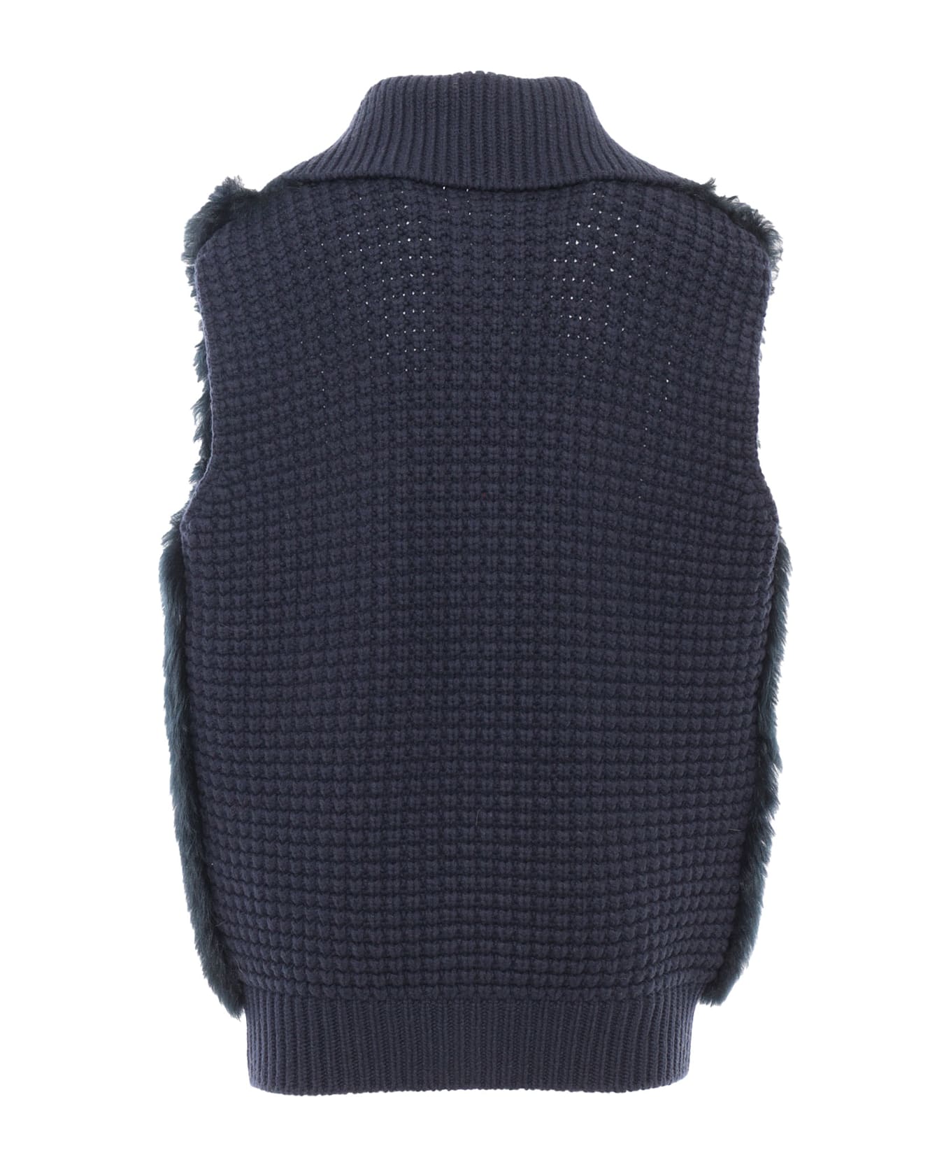 Fabiana Filippi Shearling Vest With Knit Detail - BLUE