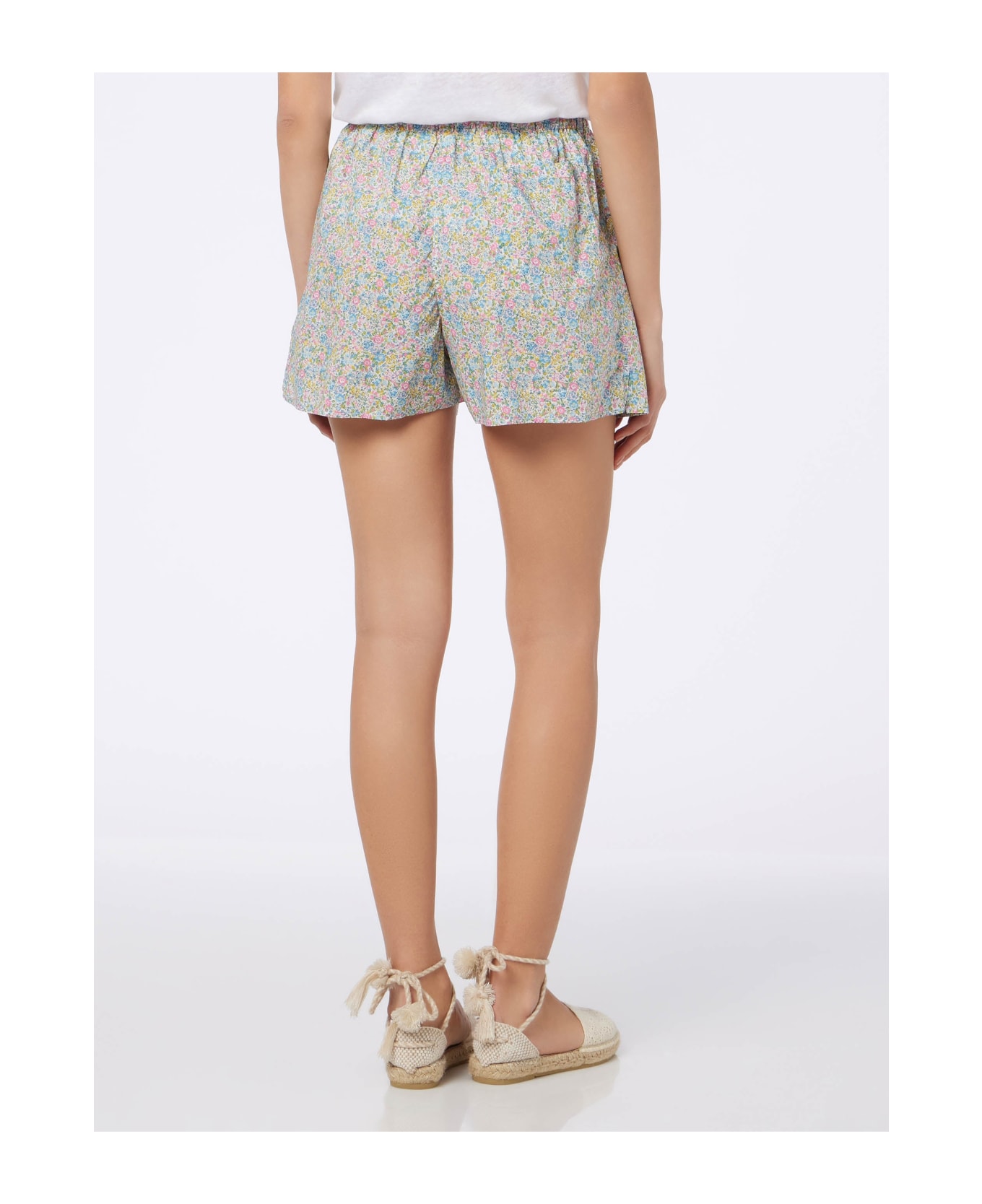 MC2 Saint Barth Woman Emma 
Georgina Print Cotton Shorts Boxy | Made With Liberty Fabric - YELLOW