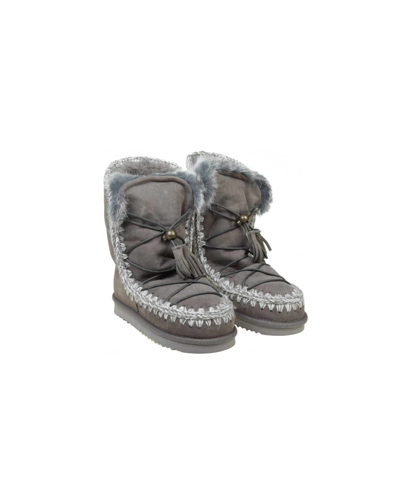 Mou Boot "eskimo Dream" In Gray Suede With Drawstring - GREY