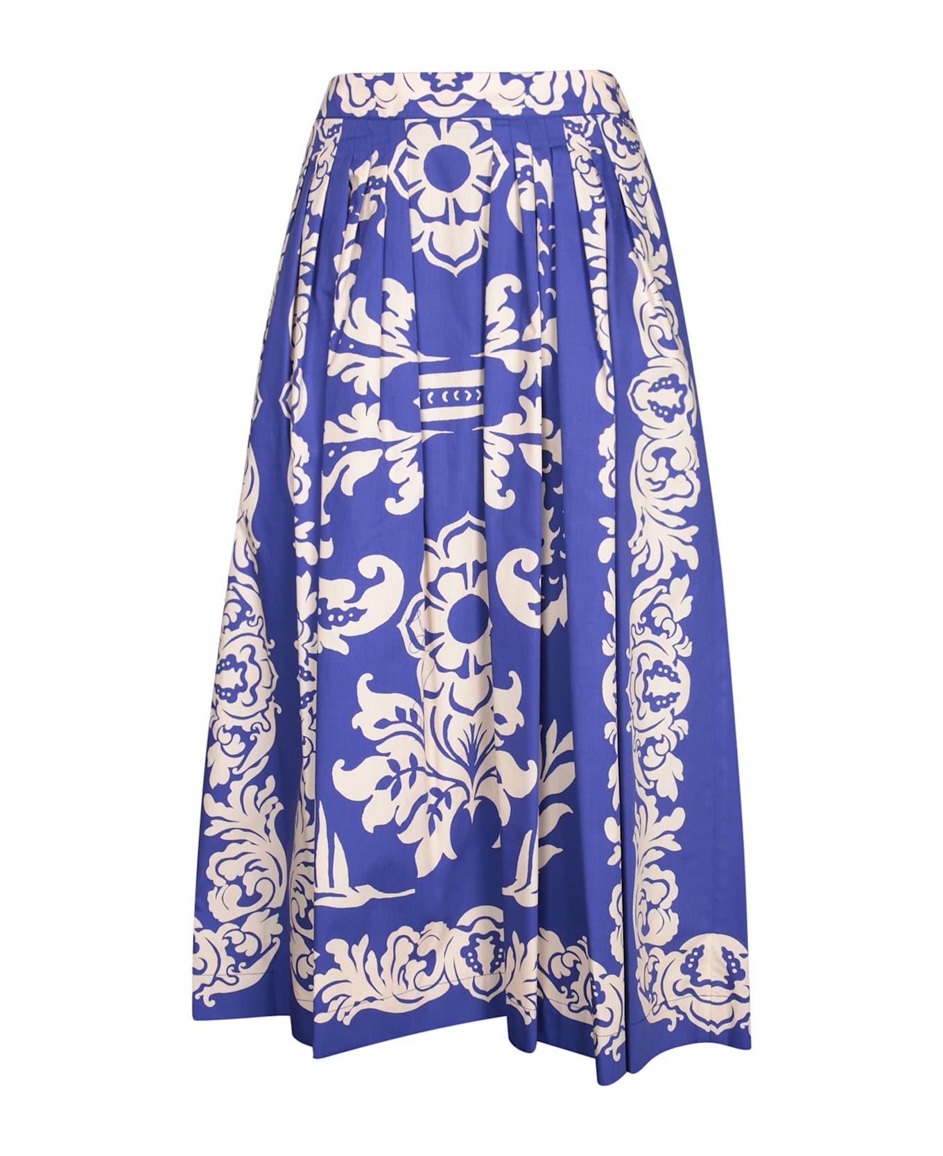 Etro Blue-white Paisley Midi Skirt - Blue