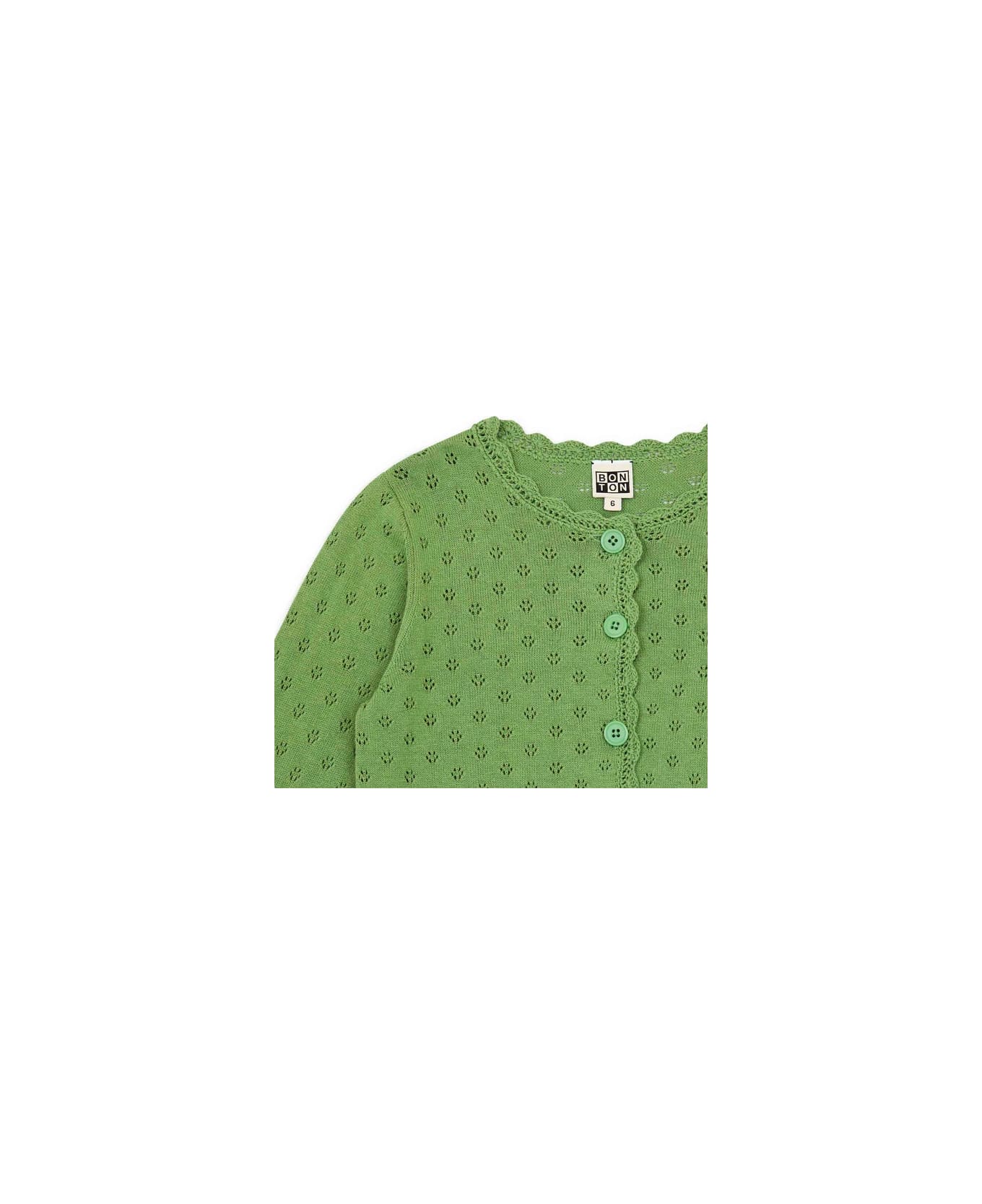 Bonton Cardigan Ricamato - Green ニットウェア＆スウェットシャツ