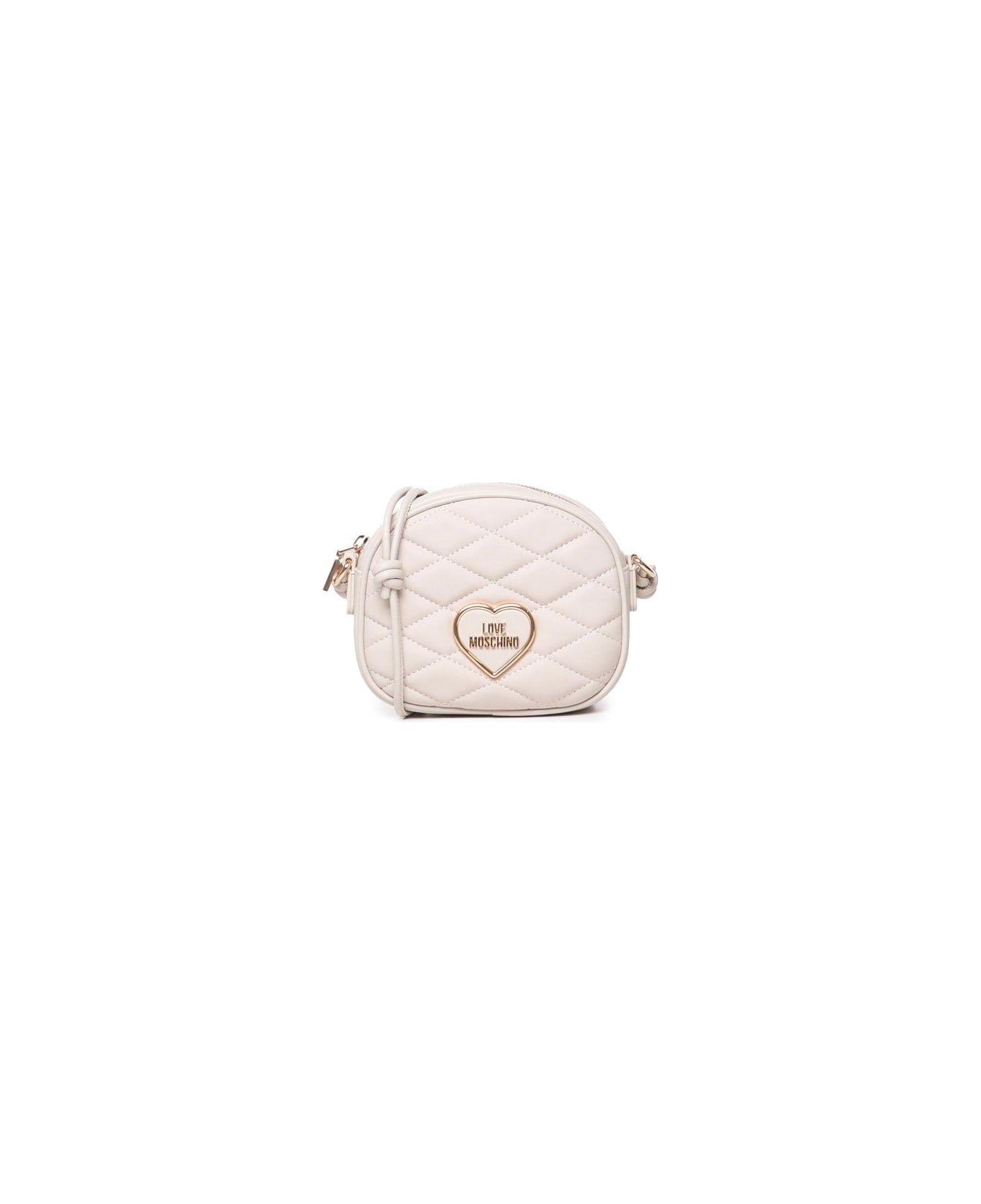 Love Moschino Logo Lettering Quilted Shoulder Bag - White