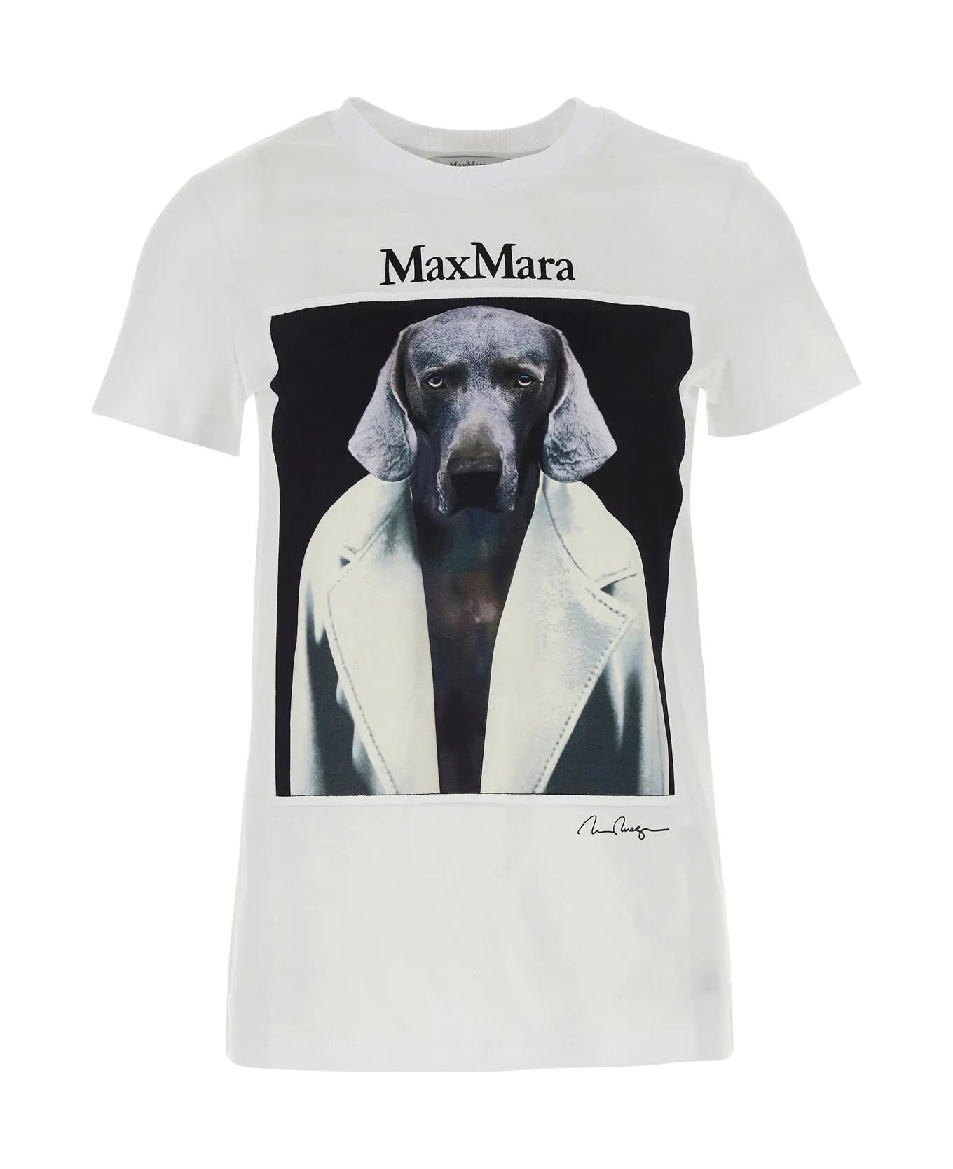 Max Mara White Cotton Cipria T-shirt - VANIGLIA Tシャツ