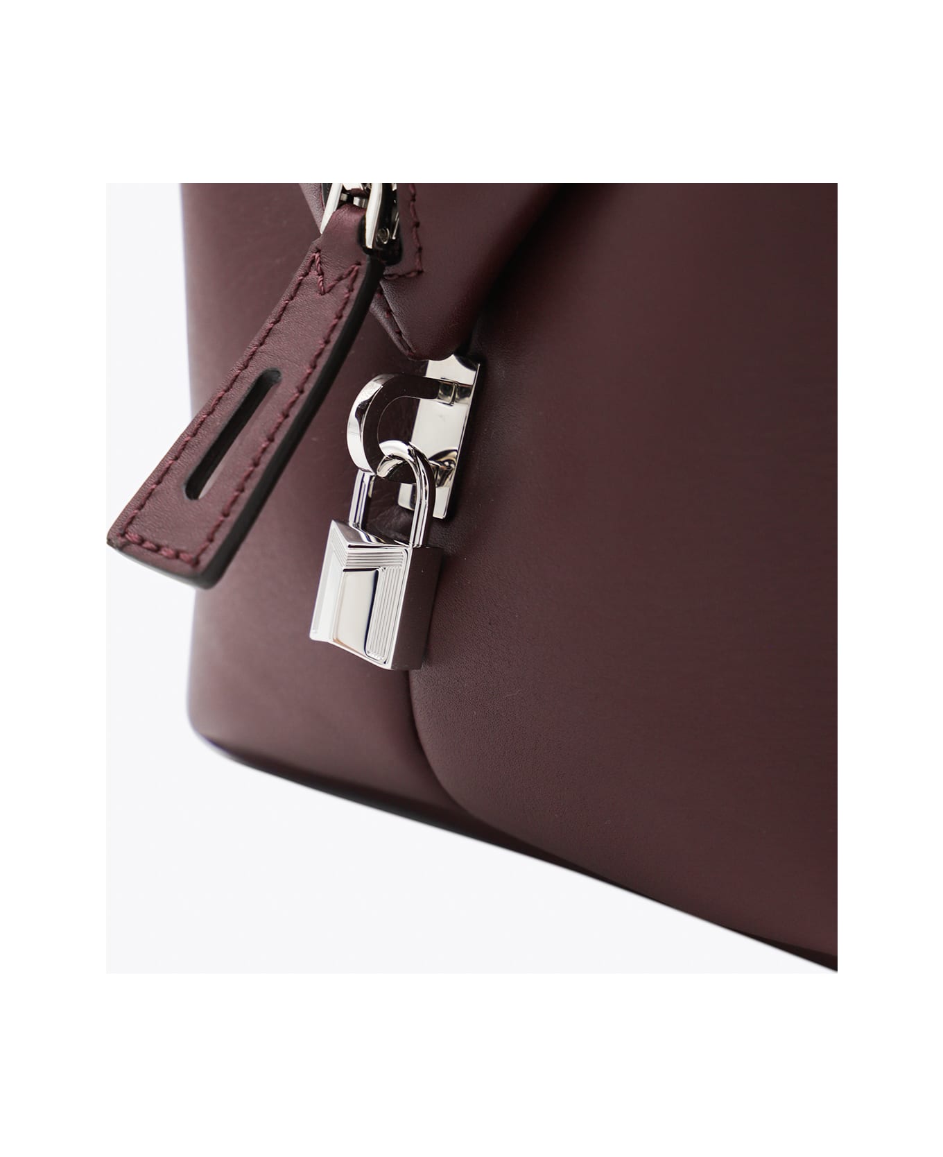 Max Mara Dark Red Leather Holdallm Top Handle Bag - Porto