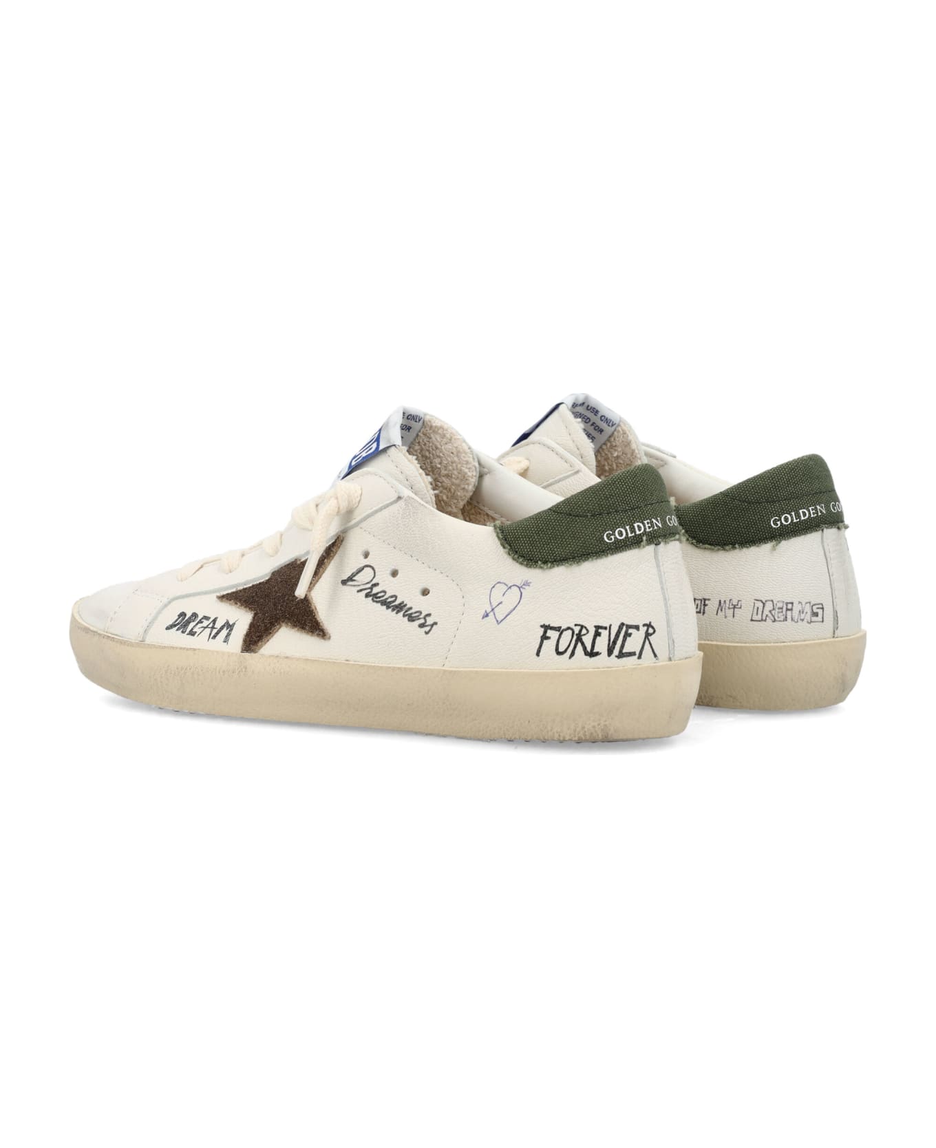 Golden Goose Super Star Sneakers - WHITE/BROWN/GREEN
