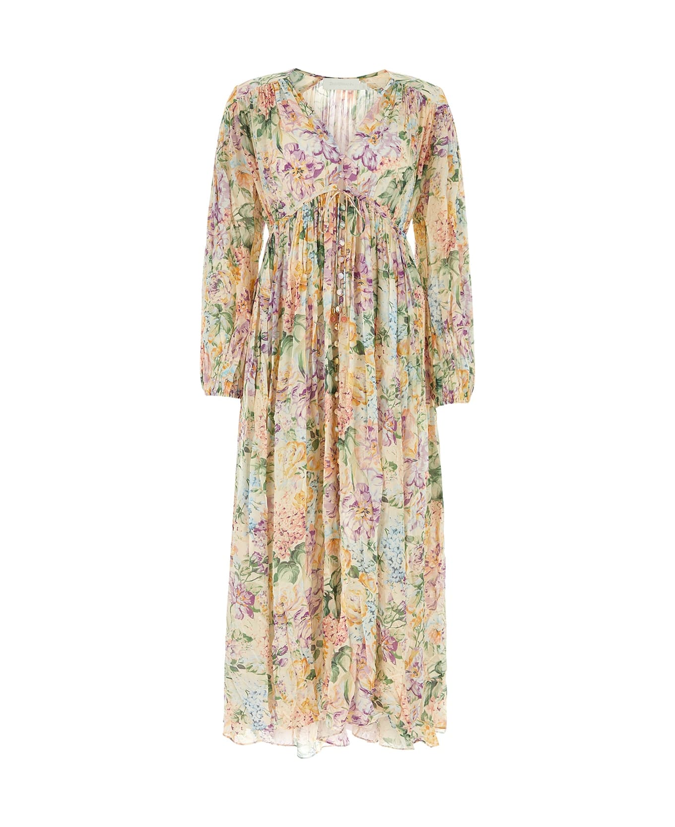 Zimmermann Halliday Gathered Maxi Dress - MULTIWATERCOLOURFLORAL