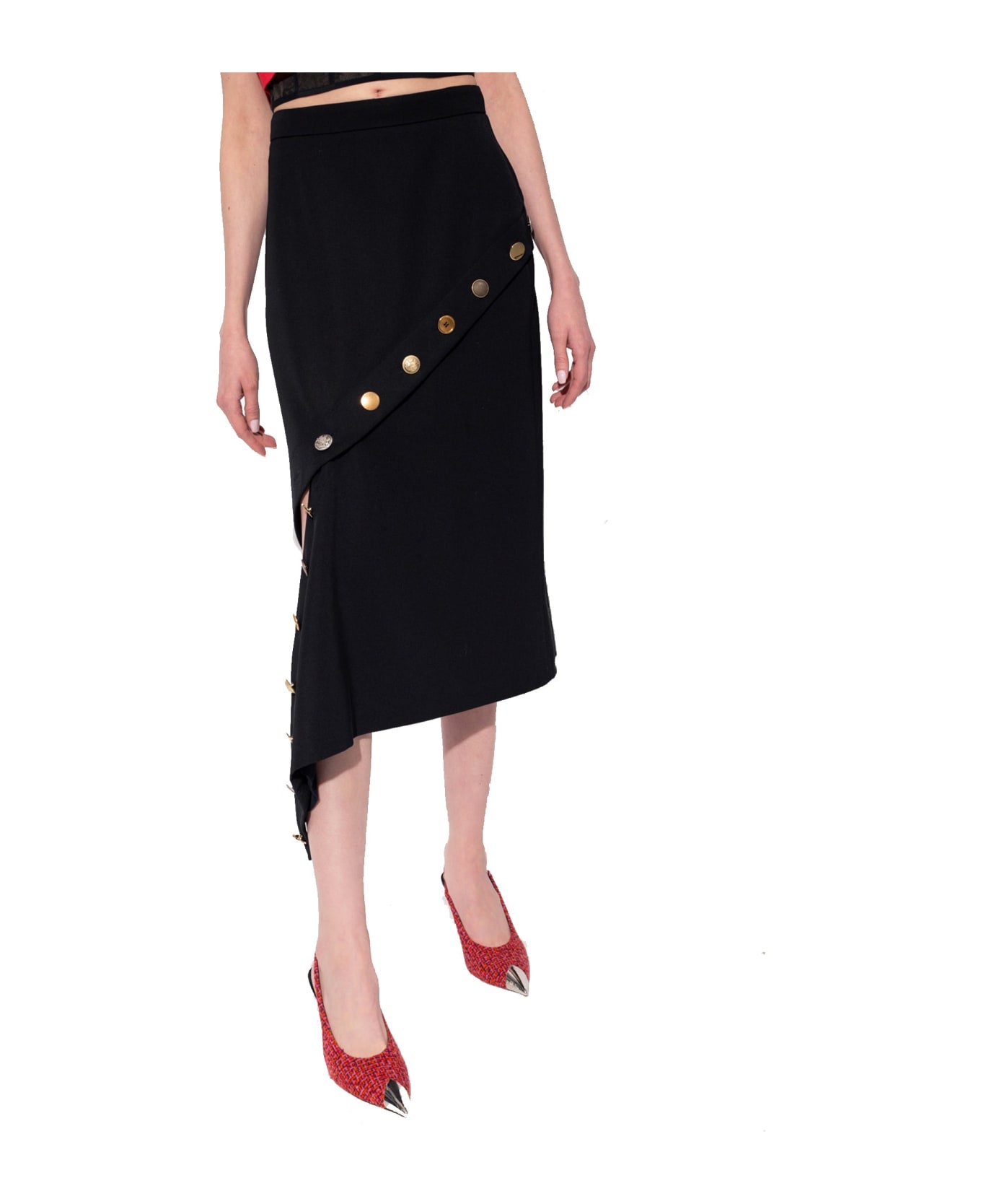 Alexander McQueen Wool Asymmetric Skirt - Black スカート