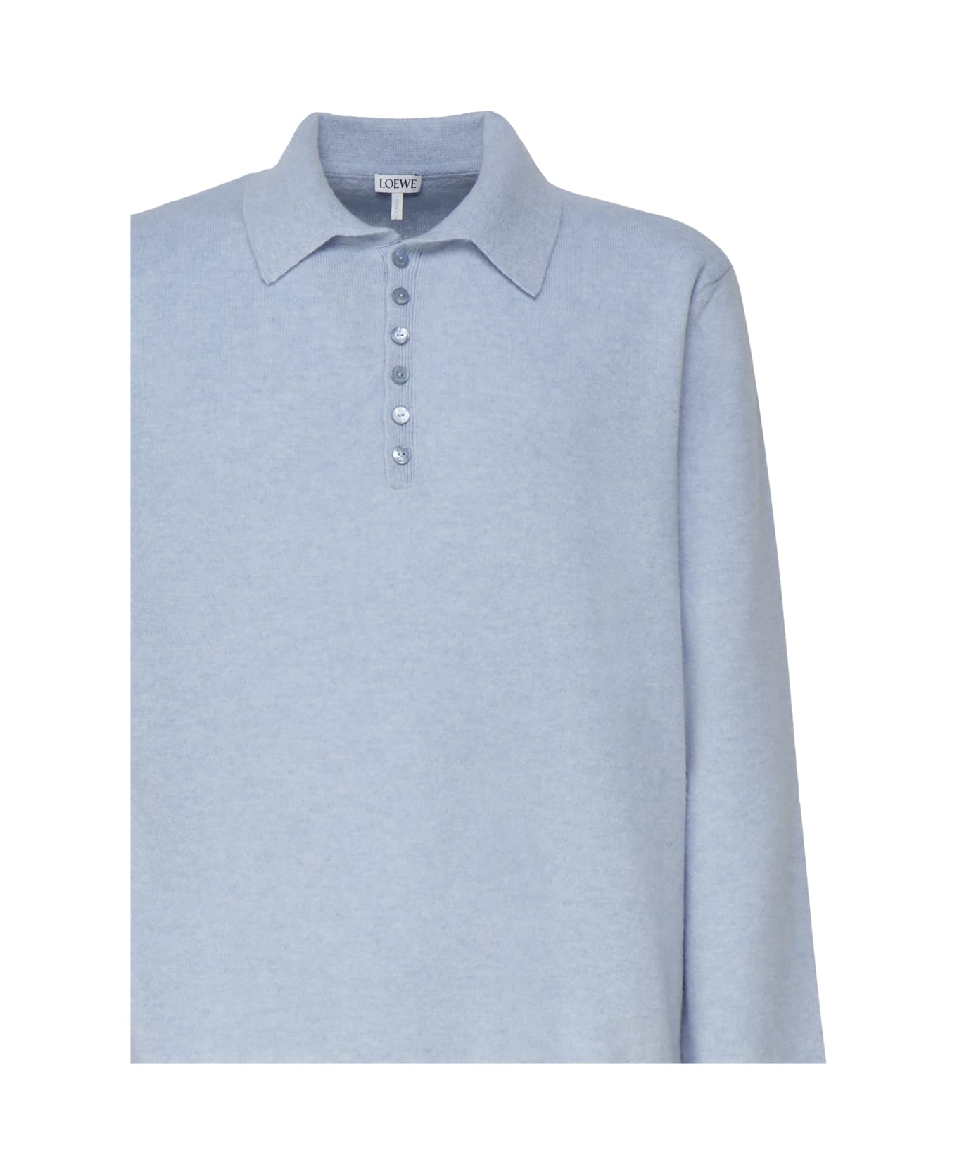 Loewe Polo Sweater In Soft Cashmere - Light blue