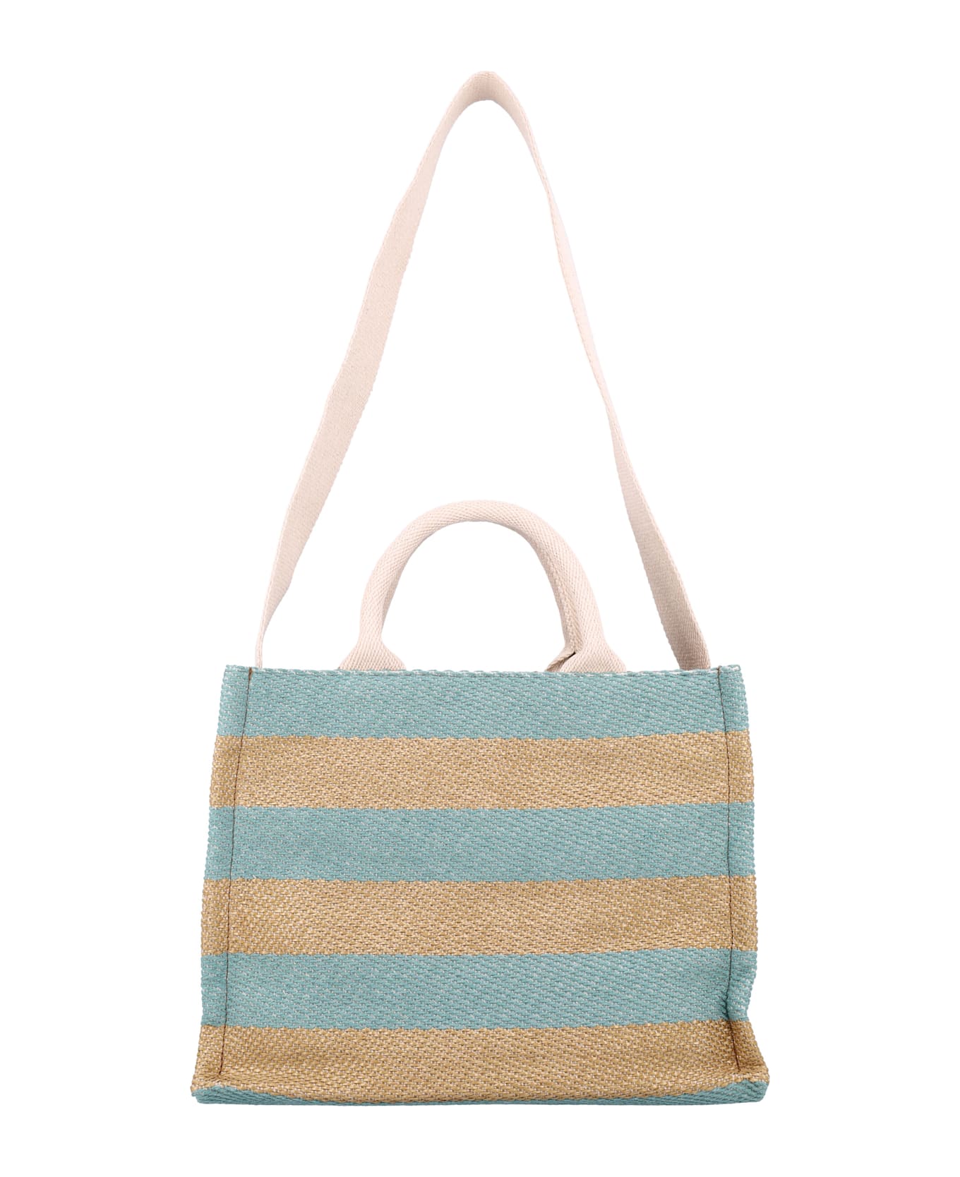 Marni Raffia-effect Small Tote Bag - RAW SIENNA + PALE MINT