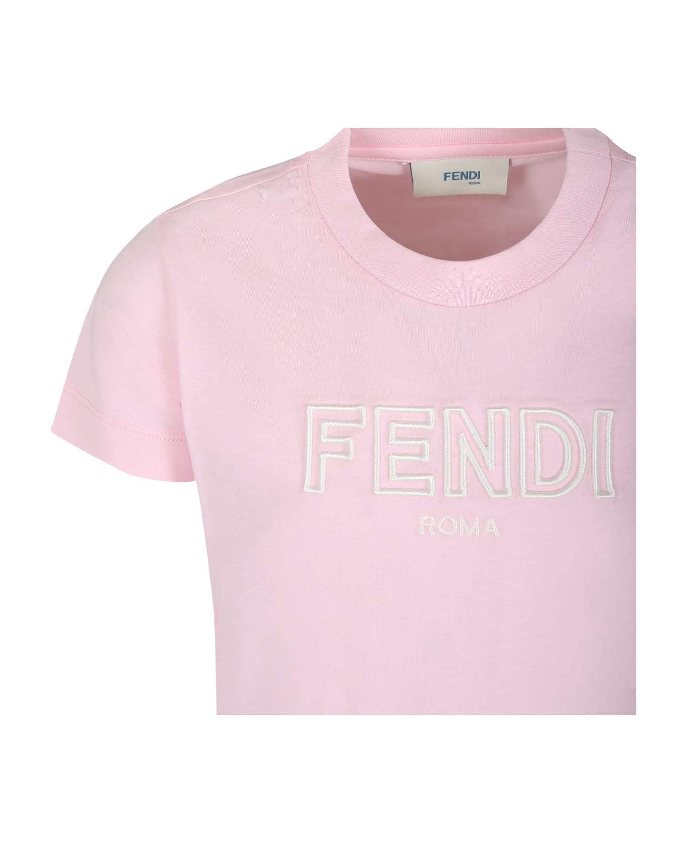 Fendi Pink T-shirt For Girl With Fendi Logo - Pink