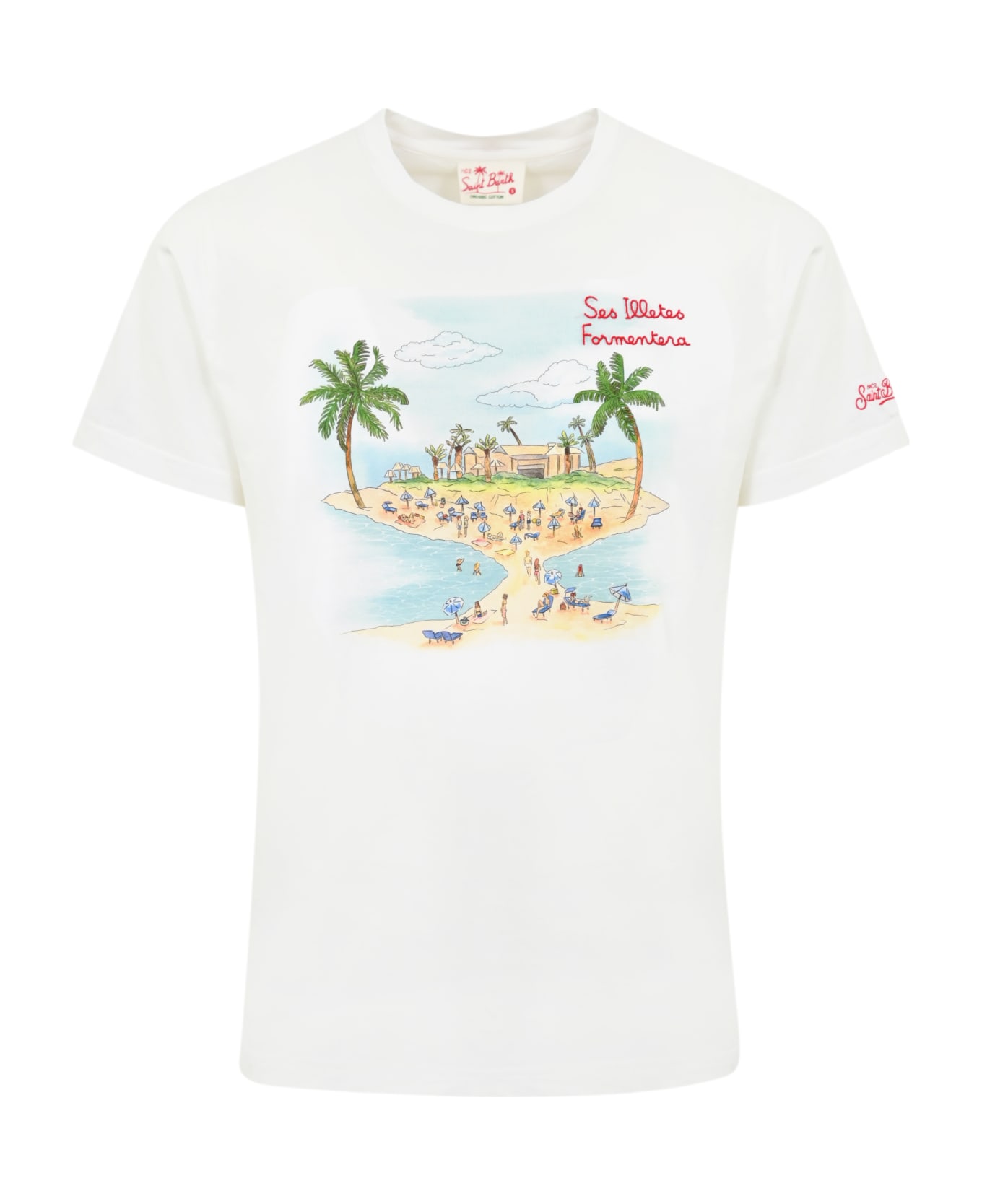 MC2 Saint Barth T-shirt With "ses Illetes Formentera" Embroidery - Bianco