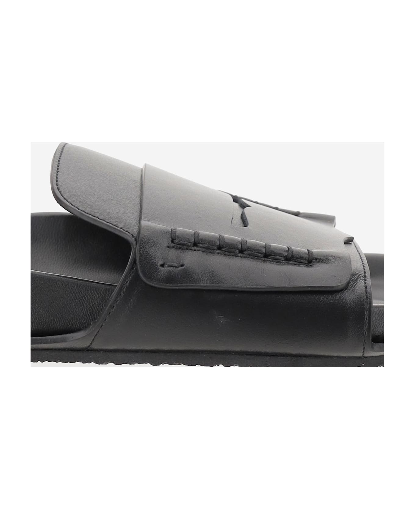 Jacquemus Leather Mocassin Sandal - Black