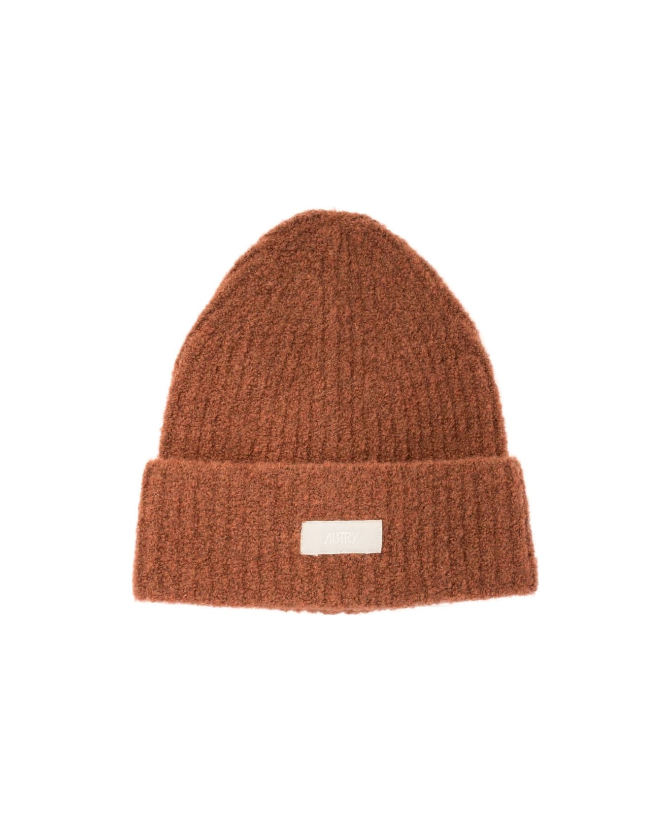Autry Logo-patch Knitted Beanie - Rosso