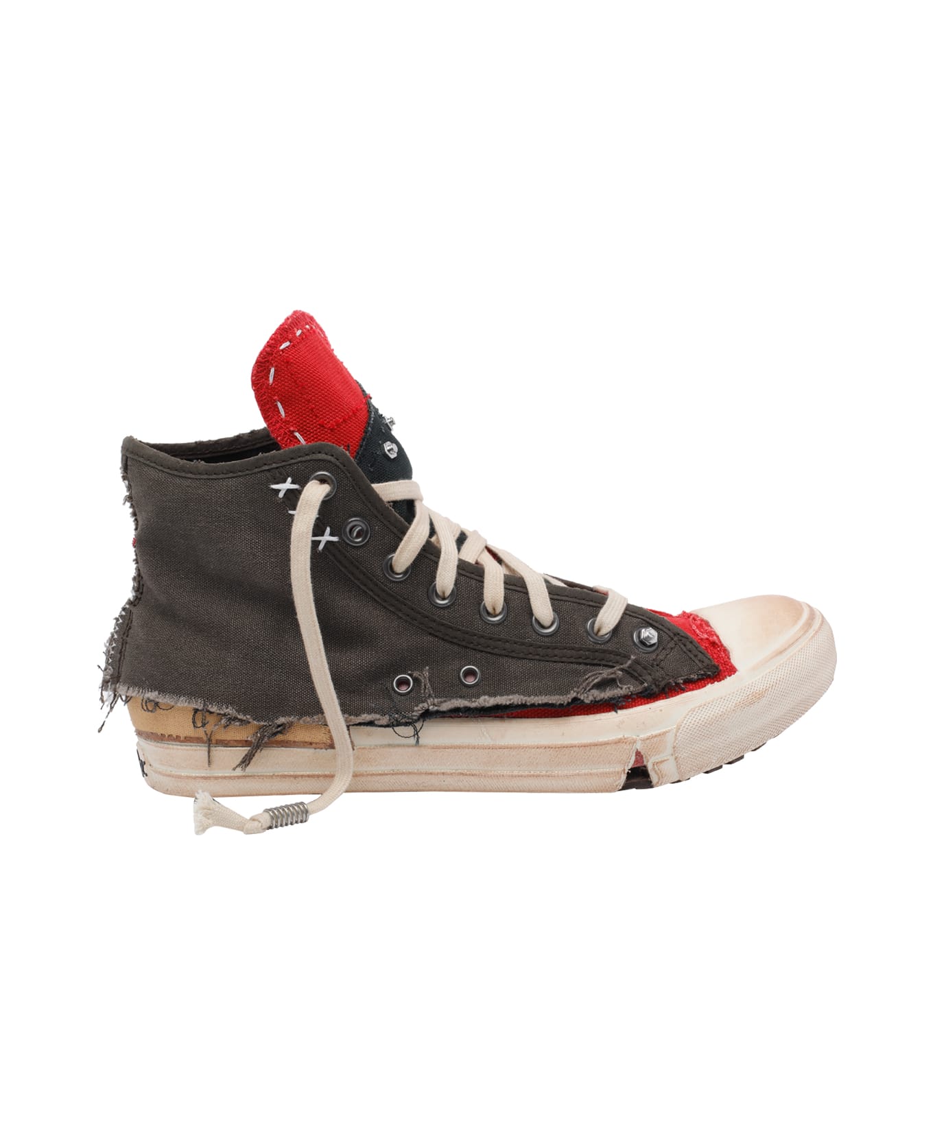 Maison Margiela High Top Sneakers With Destructured Details - Red