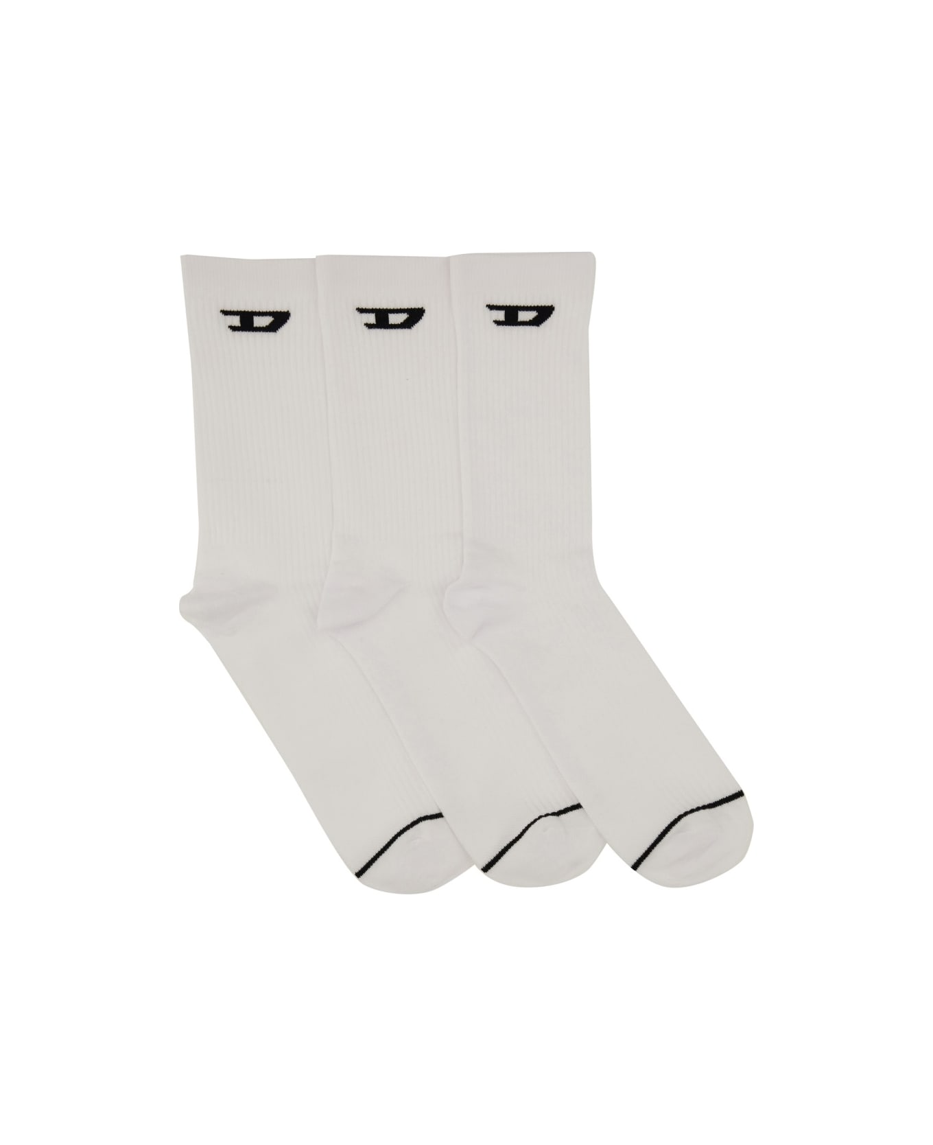Diesel Set Of Three Socks - WHITE