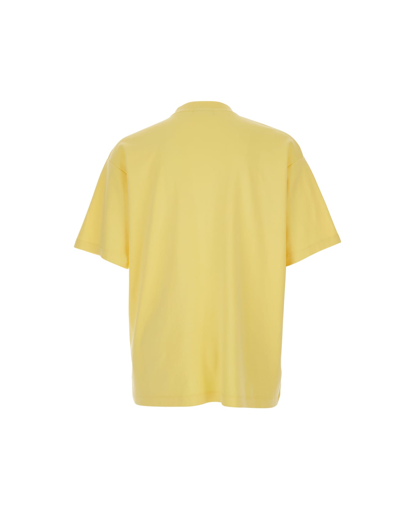 Drôle de Monsieur 
le T-shirt Tennis Court
 Yellow Crewneck T-shirt With Maxi Print On The Front In Cotton Man - Yellow