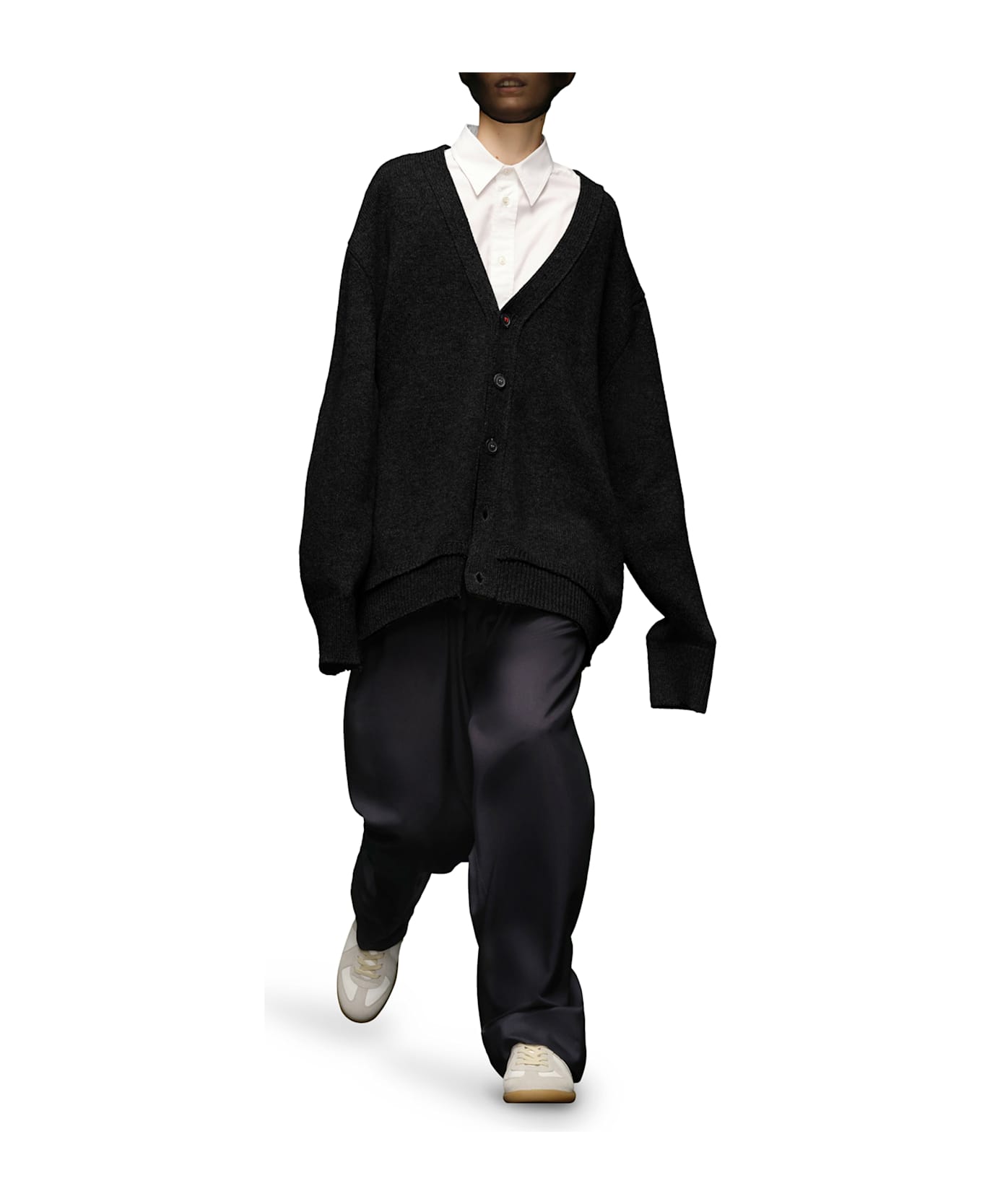 Maison Margiela Knitted Drop-shoulder Cardigan - F Black