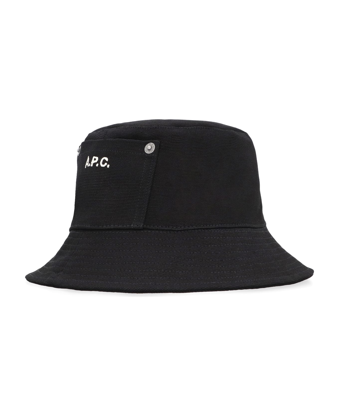 A.P.C. Logo-embroidered Wide Brim Bucket Hat - black 帽子