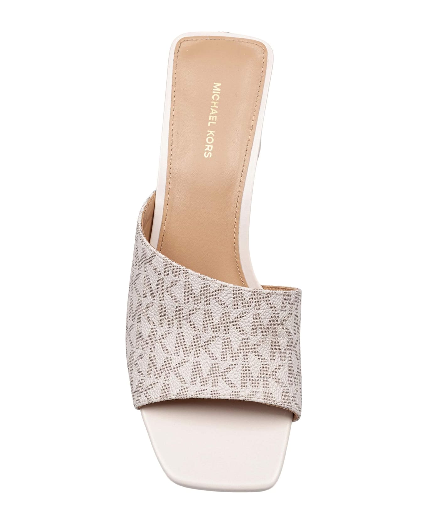 Michael Kors Merriam Wedge Clog In Canvas With Logo Print - Vanilla