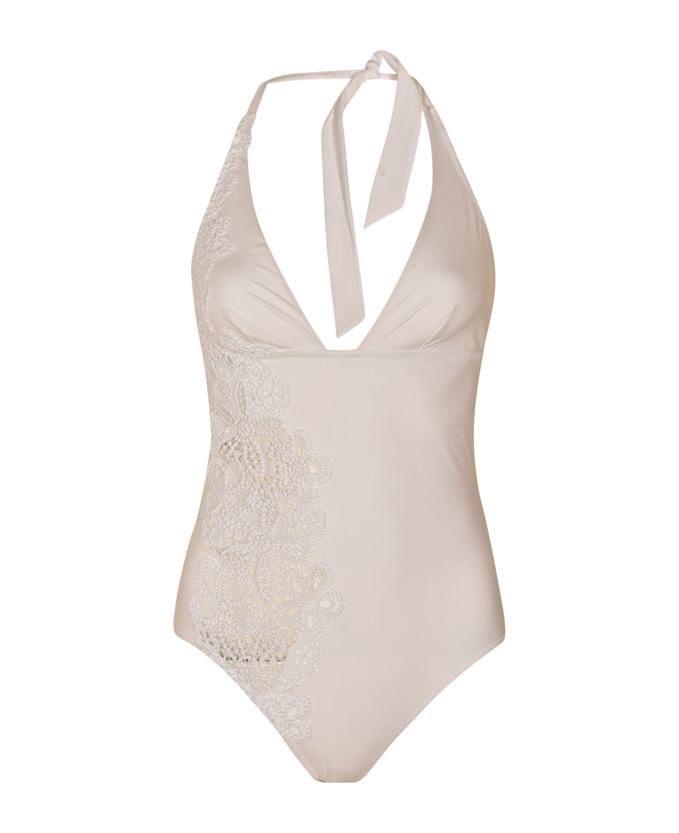 Ermanno Scervino Floral Perforated Swimsuit - White 水着