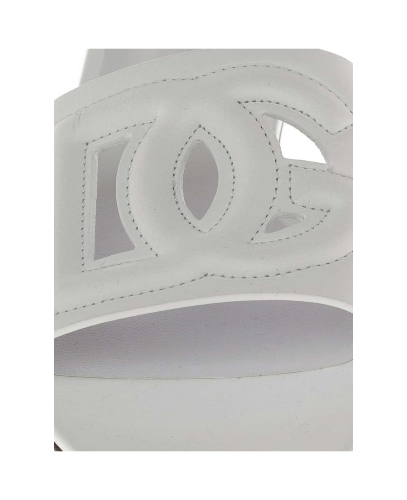 Dolce & Gabbana Flat Leather Mules - White