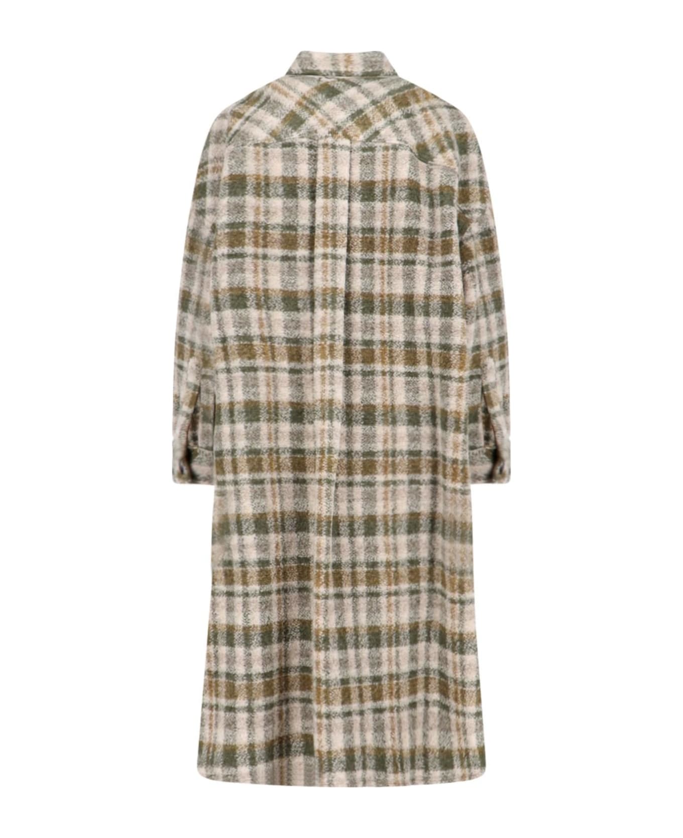 Marant Étoile Fontizi Check Midi Coat - Green