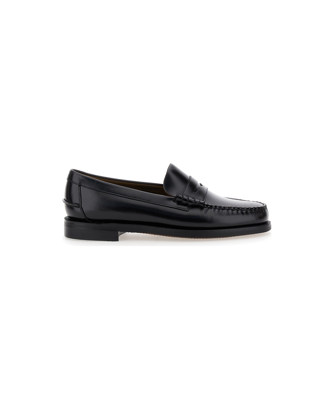 Sebago Black Pull-on Loafers In Leather Man - Black
