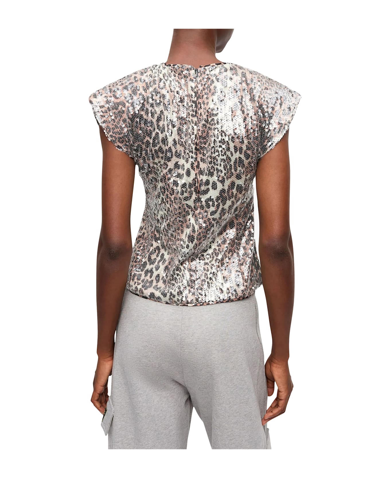 Ganni Leopard Blouse With Sequins - MultiColour