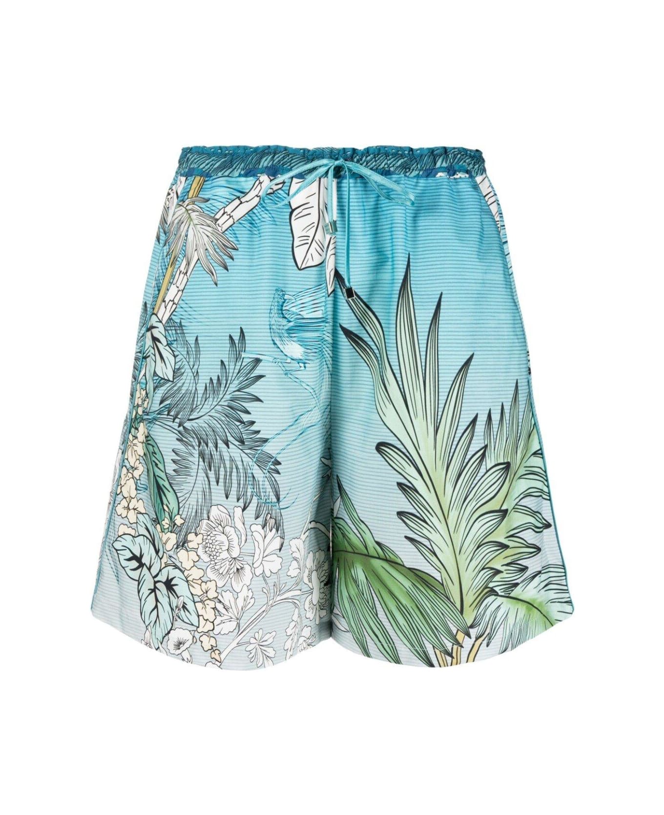 For Restless Sleepers Graphic Print Shorts - Clear Blue
