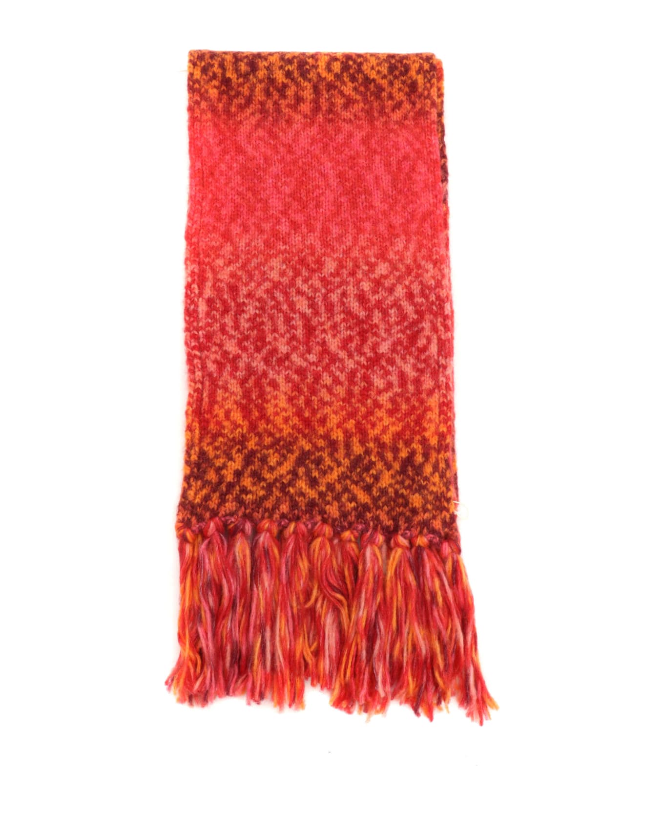 Kangra Printed Effect Fringed Scarf - RED