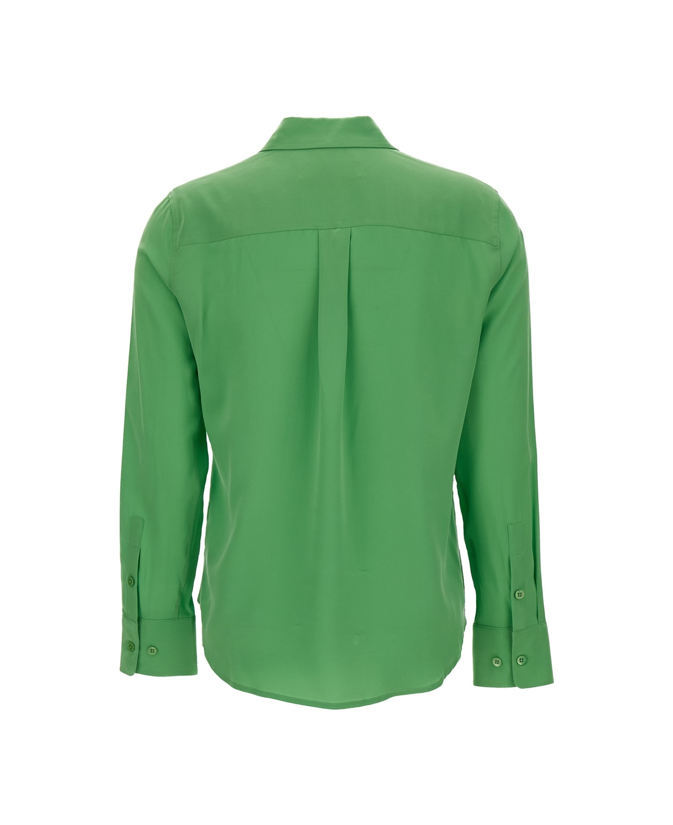 Equipment Green Satin Slim Signature Shirt In Silk Woman - Green