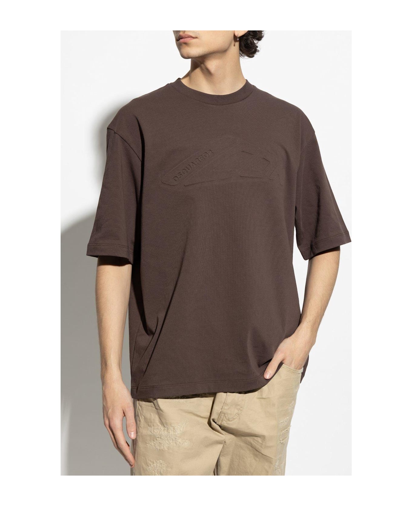 Dsquared2 Logo Embossed Crewneck T-shirt - BROWN