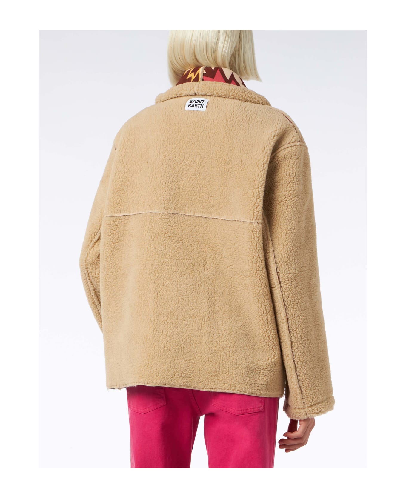 MC2 Saint Barth Woman Reversible Shearling Jacket - MULTICOLOR