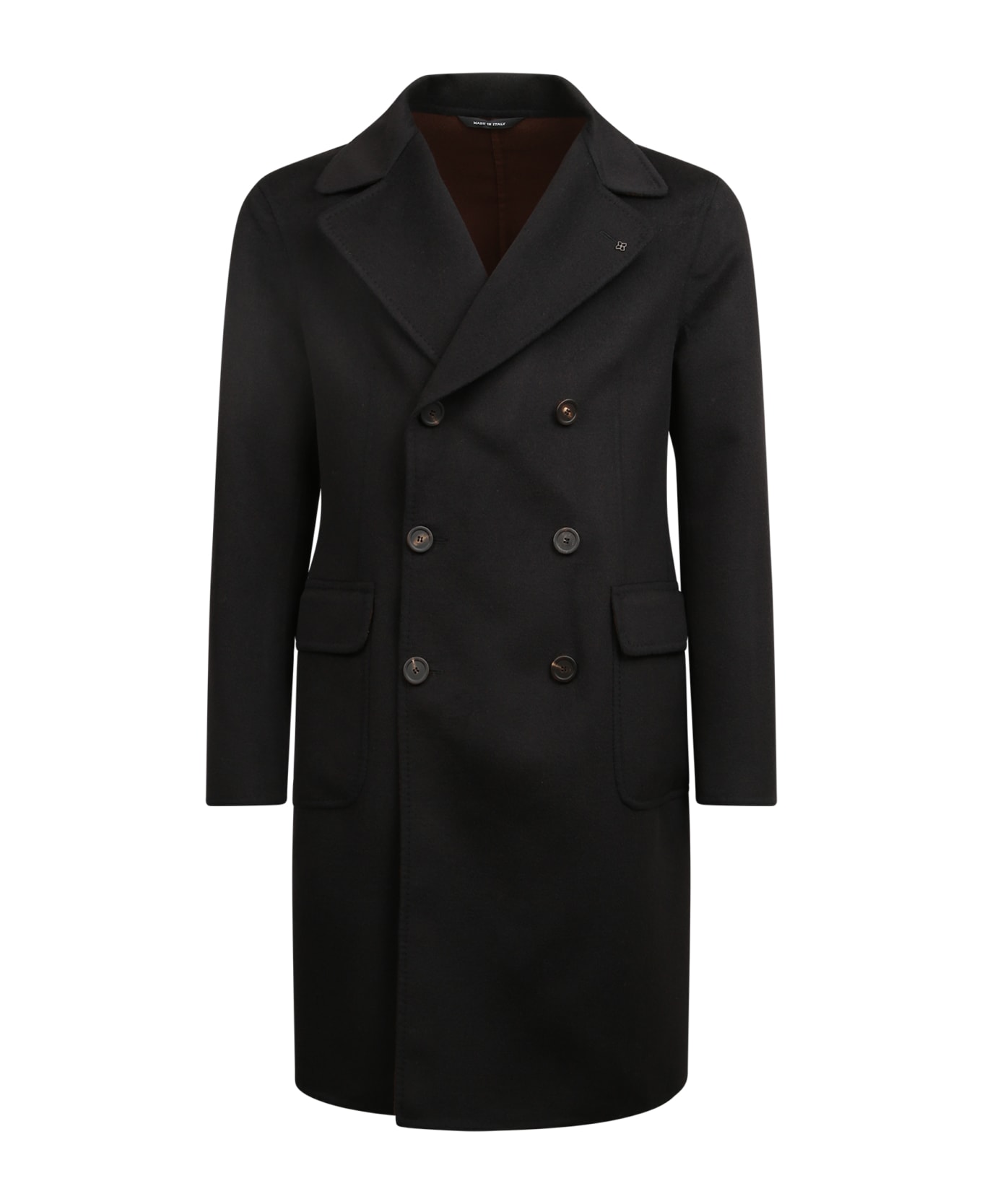 Tagliatore Double - Breasted Wool Coat - Black レインコート