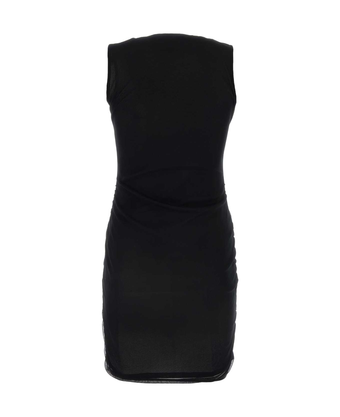 Saint Laurent Black Nylon Mini Dress - NOIR