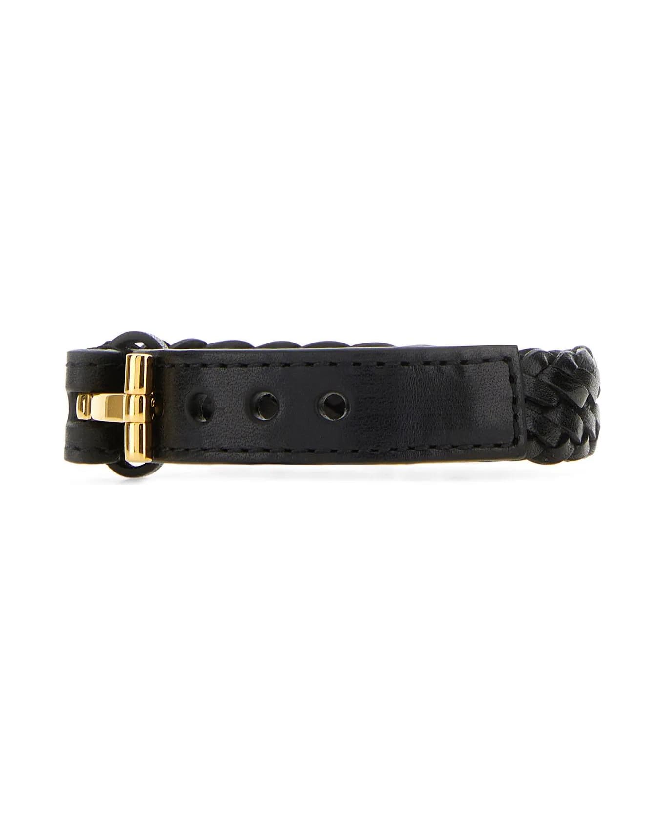Tom Ford Black Leather Bracelet - BLACK