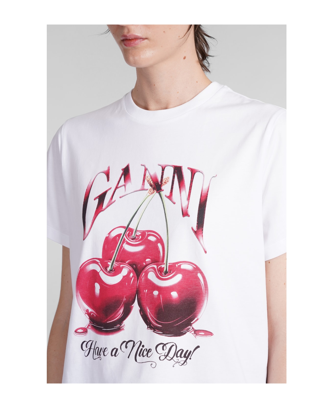 Ganni T-shirt In White Cotton - white Tシャツ