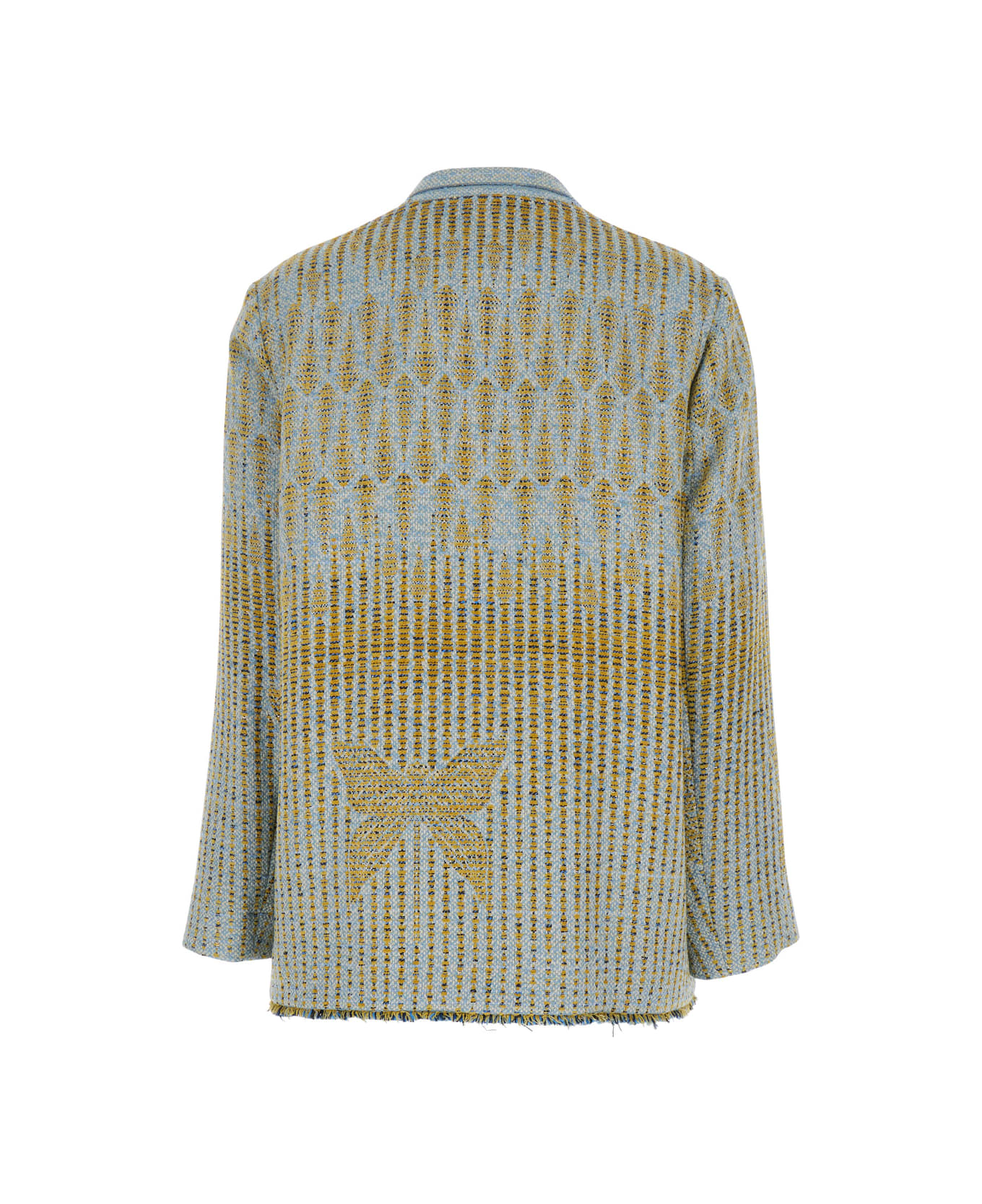 Forte_Forte Yellow Jacket With All-over Pattern And Frayed Edges In Cotton Blend Woman - Yellow