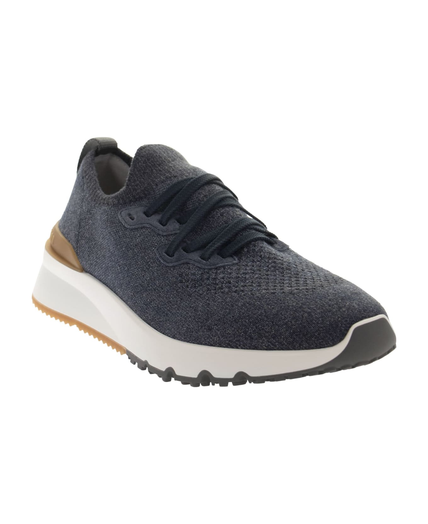 Brunello Cucinelli Runners In Chiné Cotton Knit - Blue